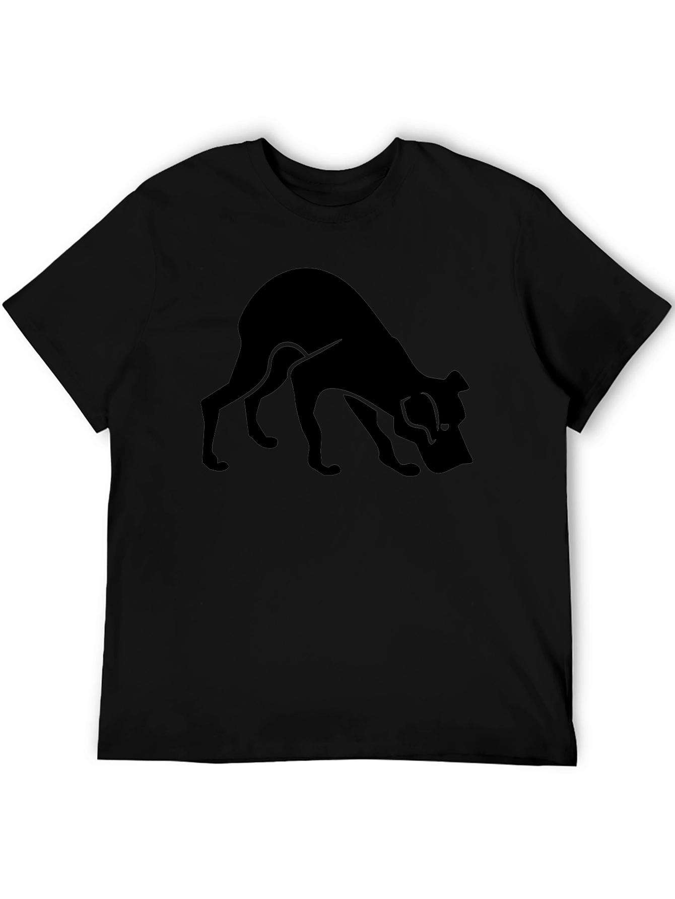 Mens Black Dog Graphic T-Shirt - Sniffing Silhouette Design