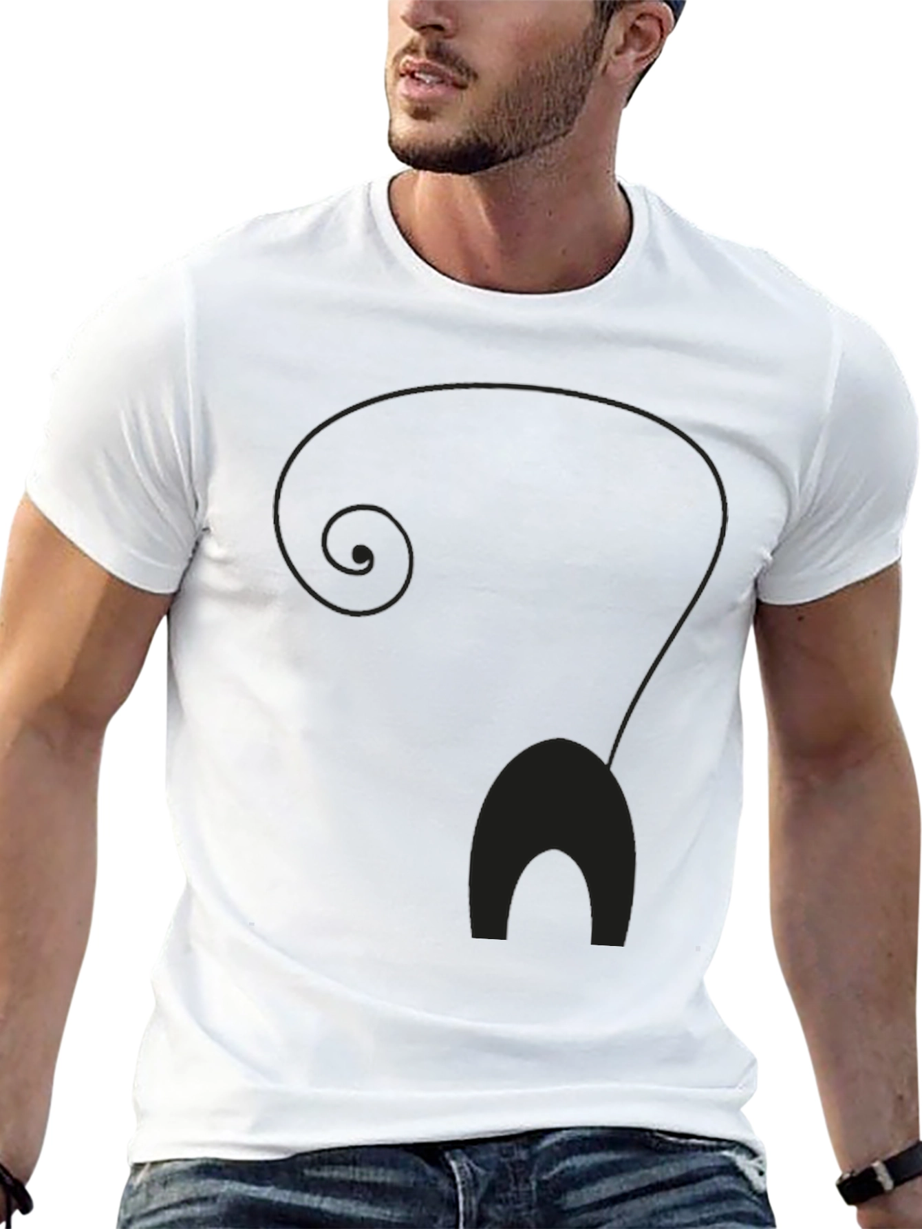 Mens Black Cat Silhouette Graphic T-Shirt