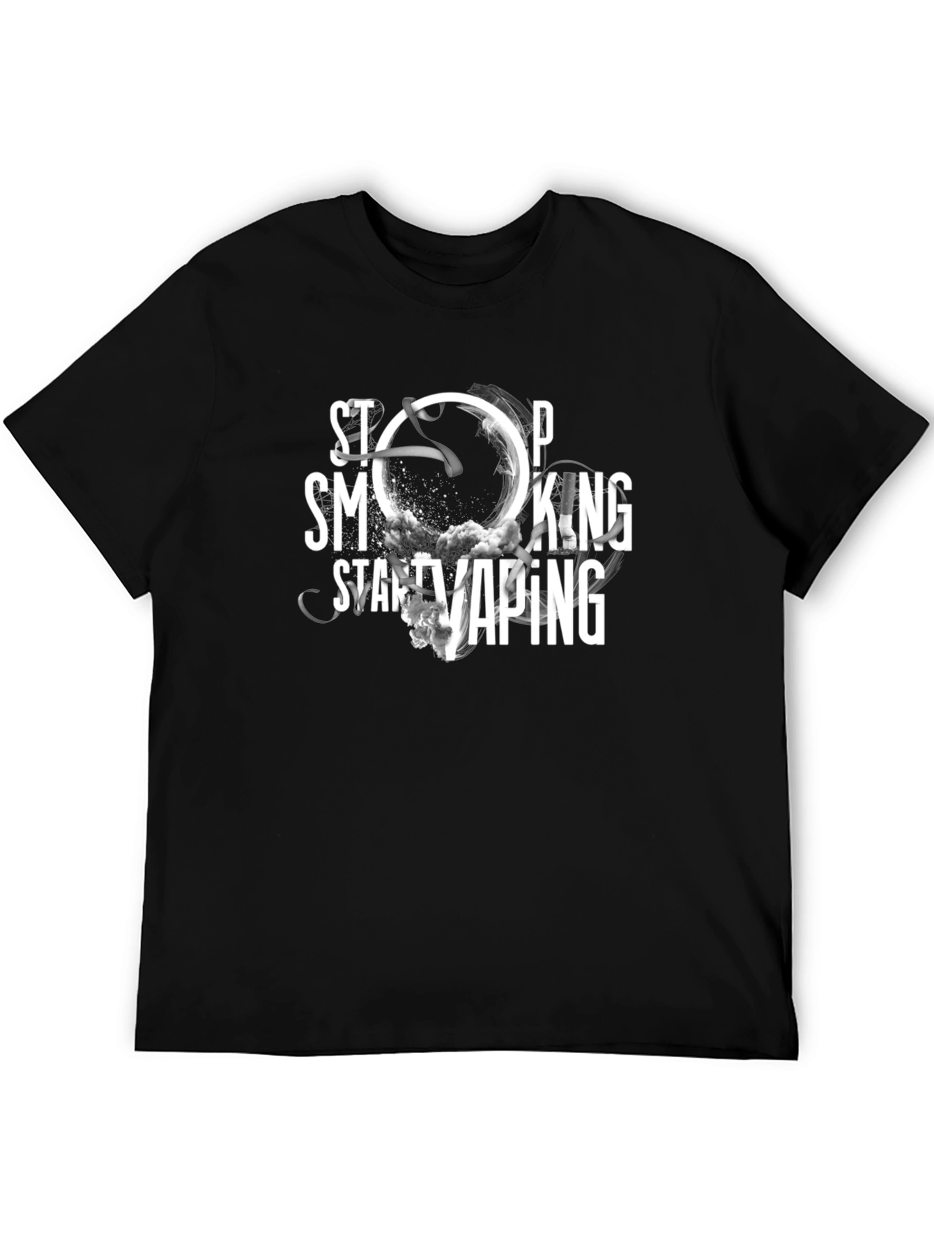 Stop Smoking Start Vaping Black T-Shirt