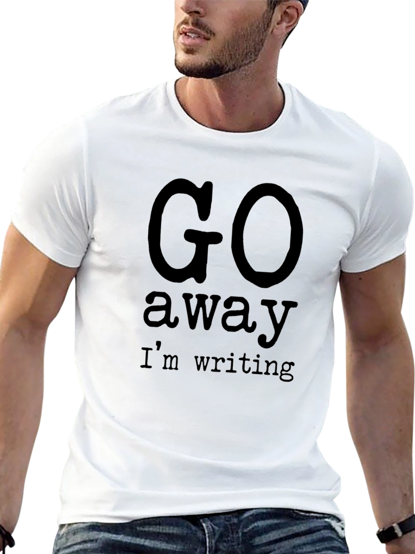 Go Away Im Writing Novelty Graphic T-Shirt
