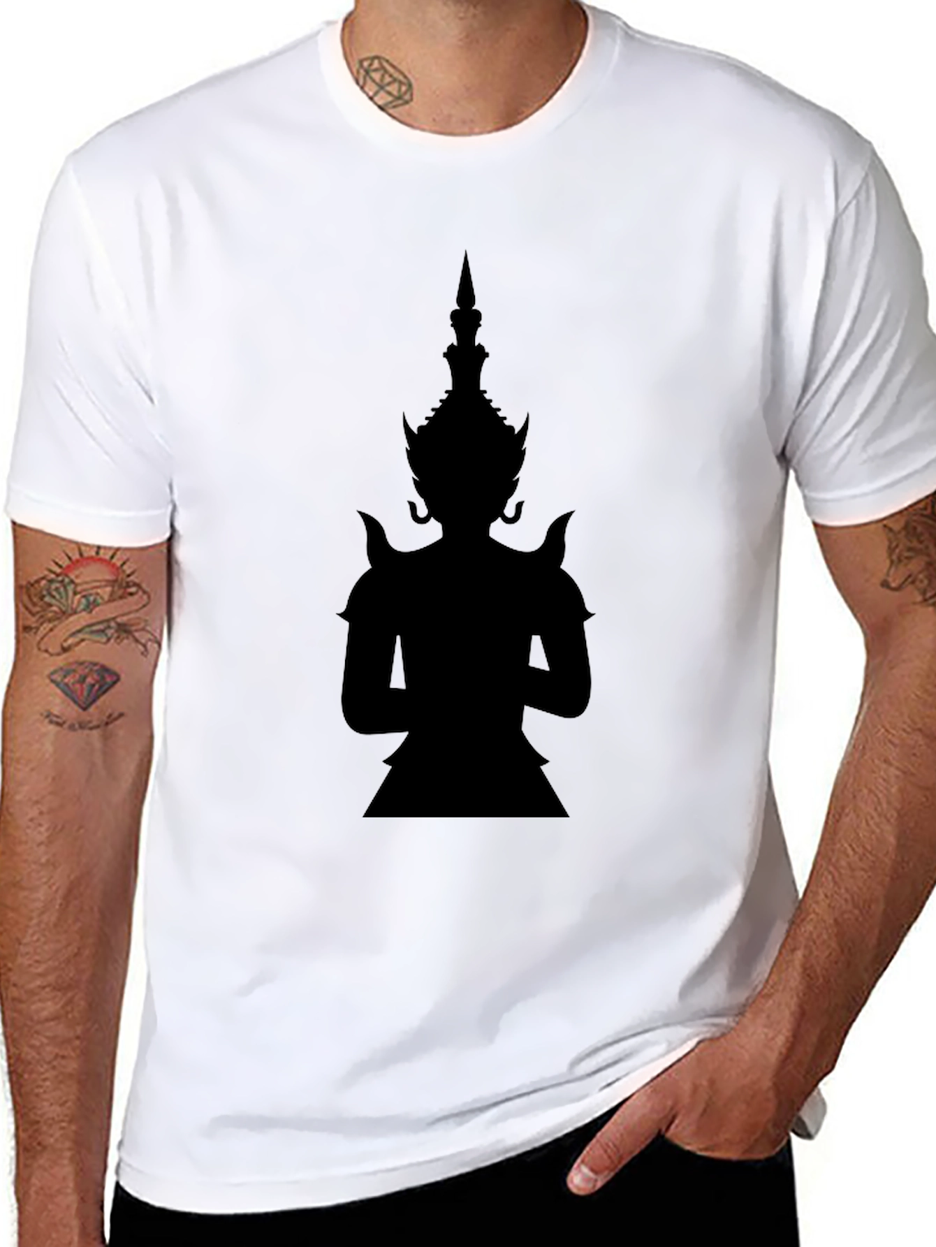 Silhouette Asian Deity Black T-Shirt