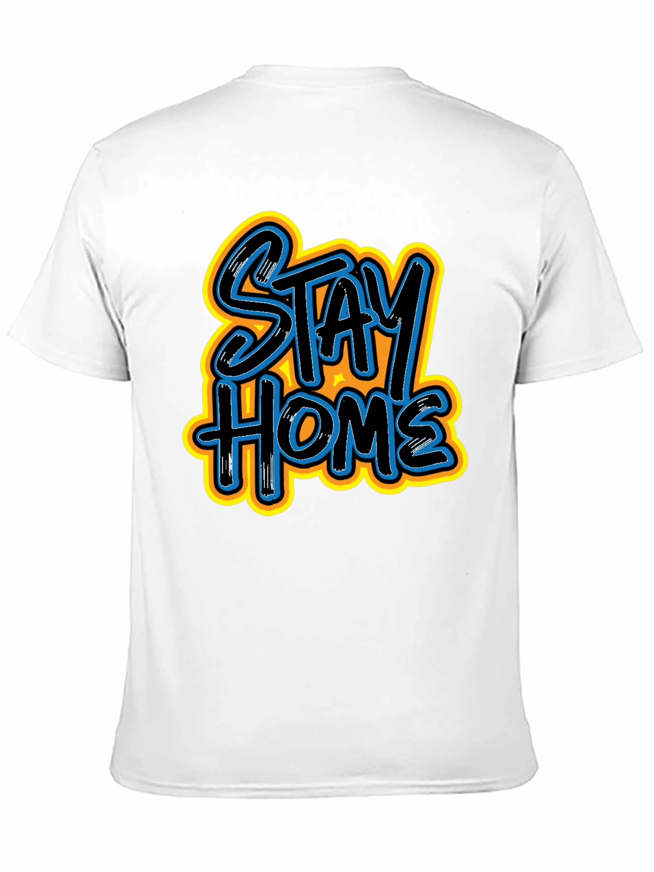 Stay Home Graphic Print Black Tee
