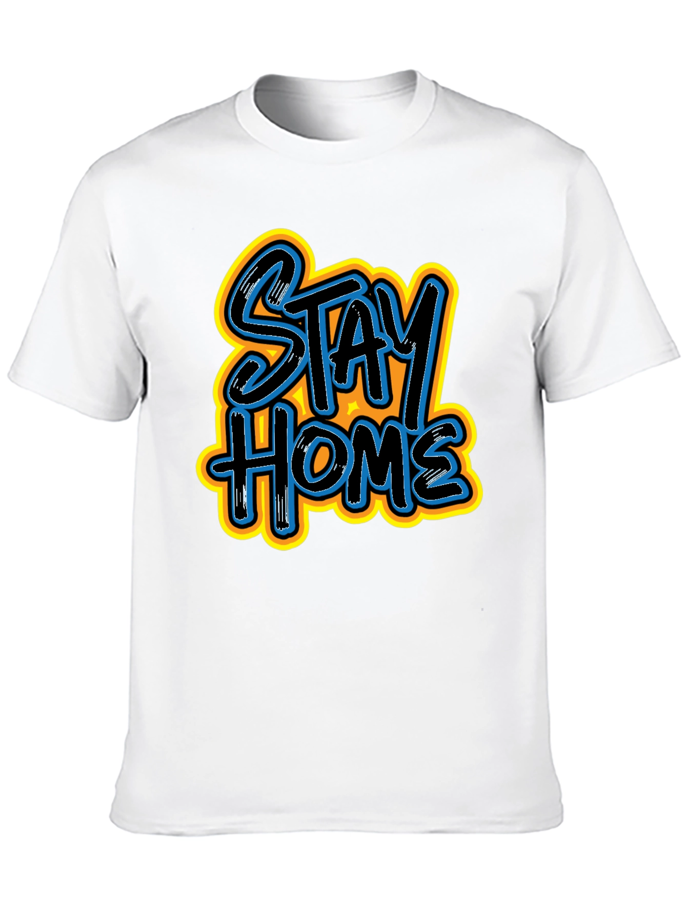 Stay Home Graphic Print Black Tee