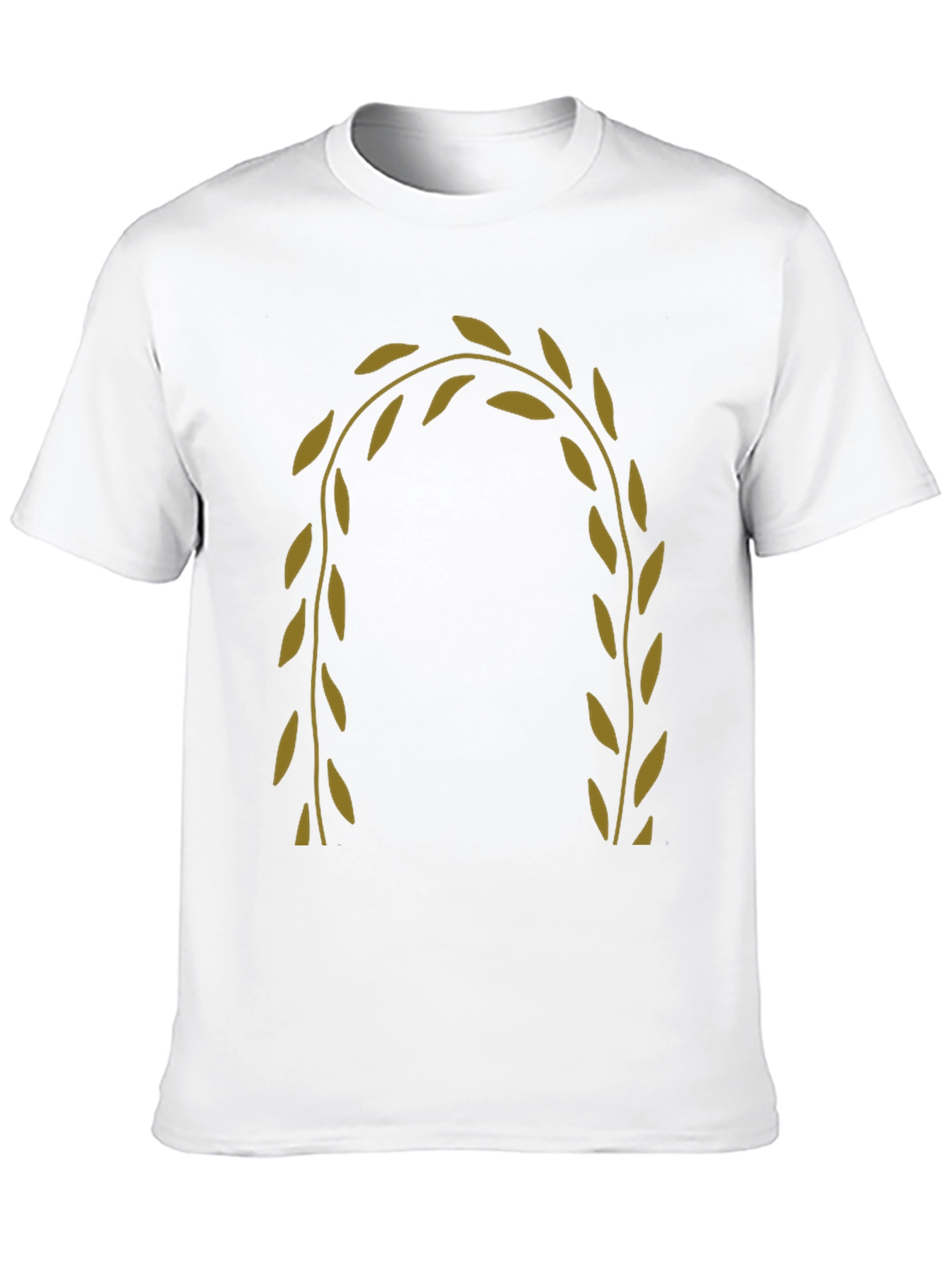 Mens Black T-Shirt with Olive Branch Design