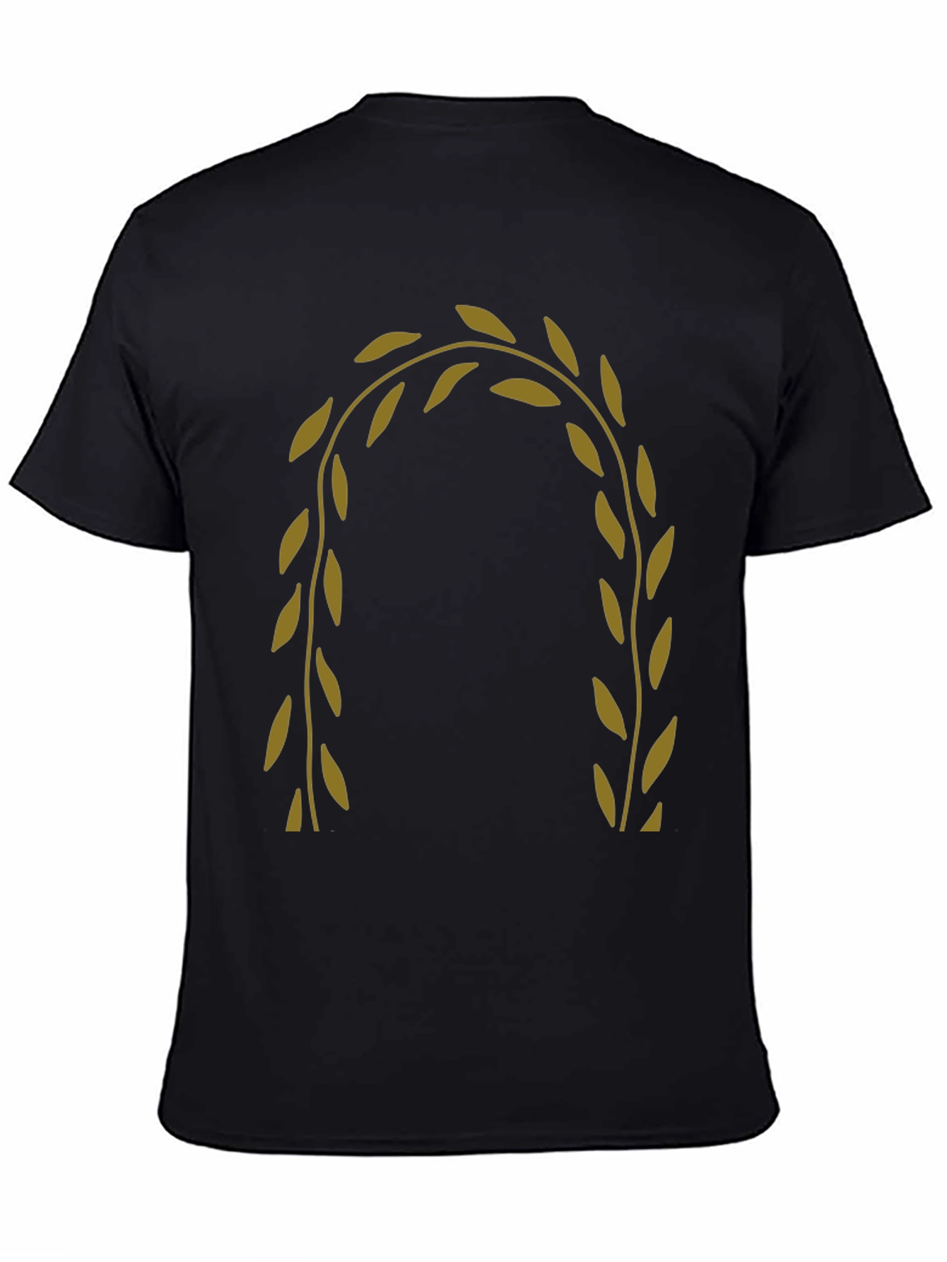 Mens Black T-Shirt with Olive Branch Design