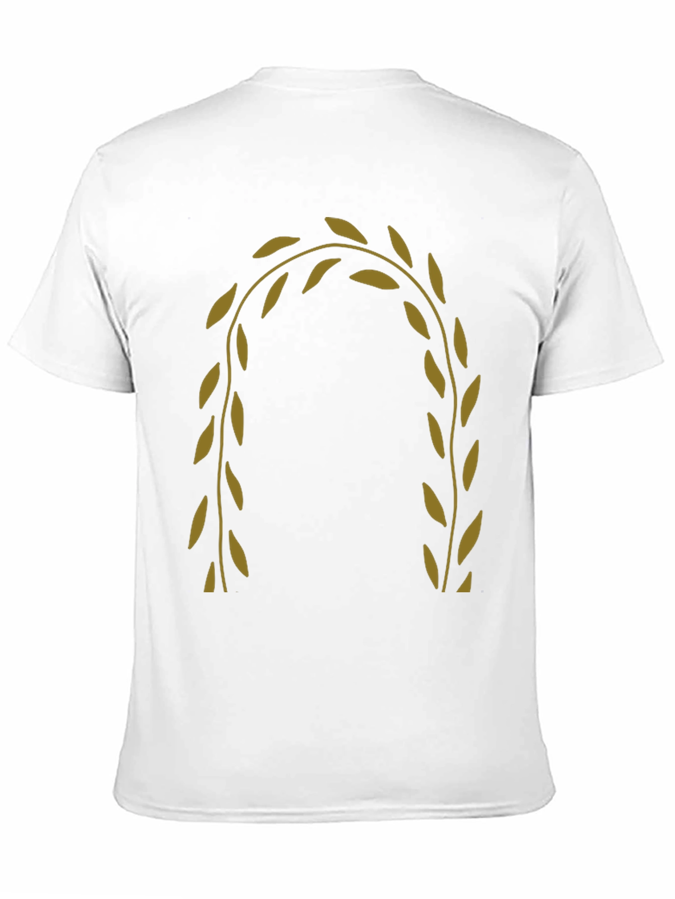 Mens Black T-Shirt with Olive Branch Design