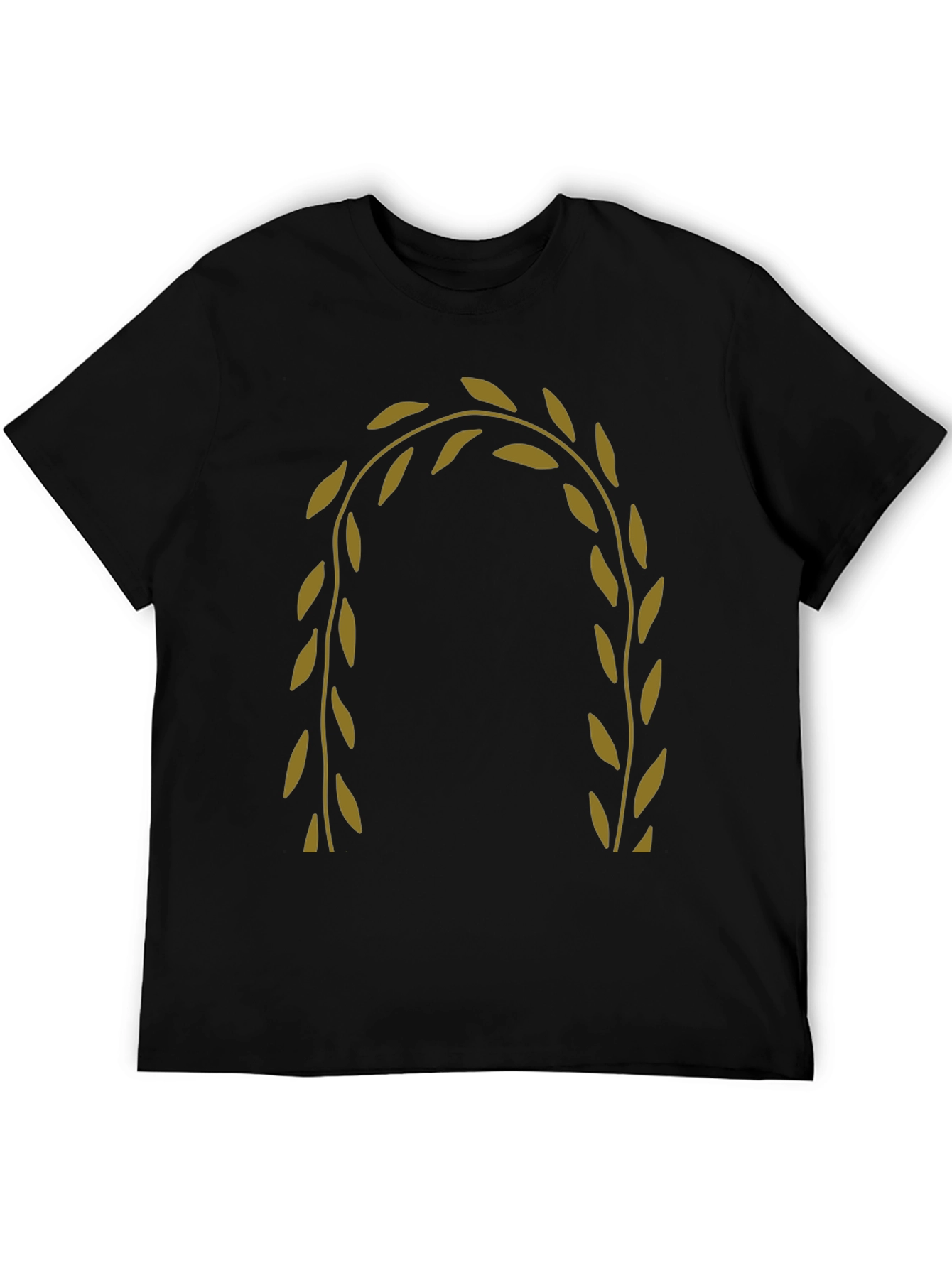 Mens Black T-Shirt with Olive Branch Design