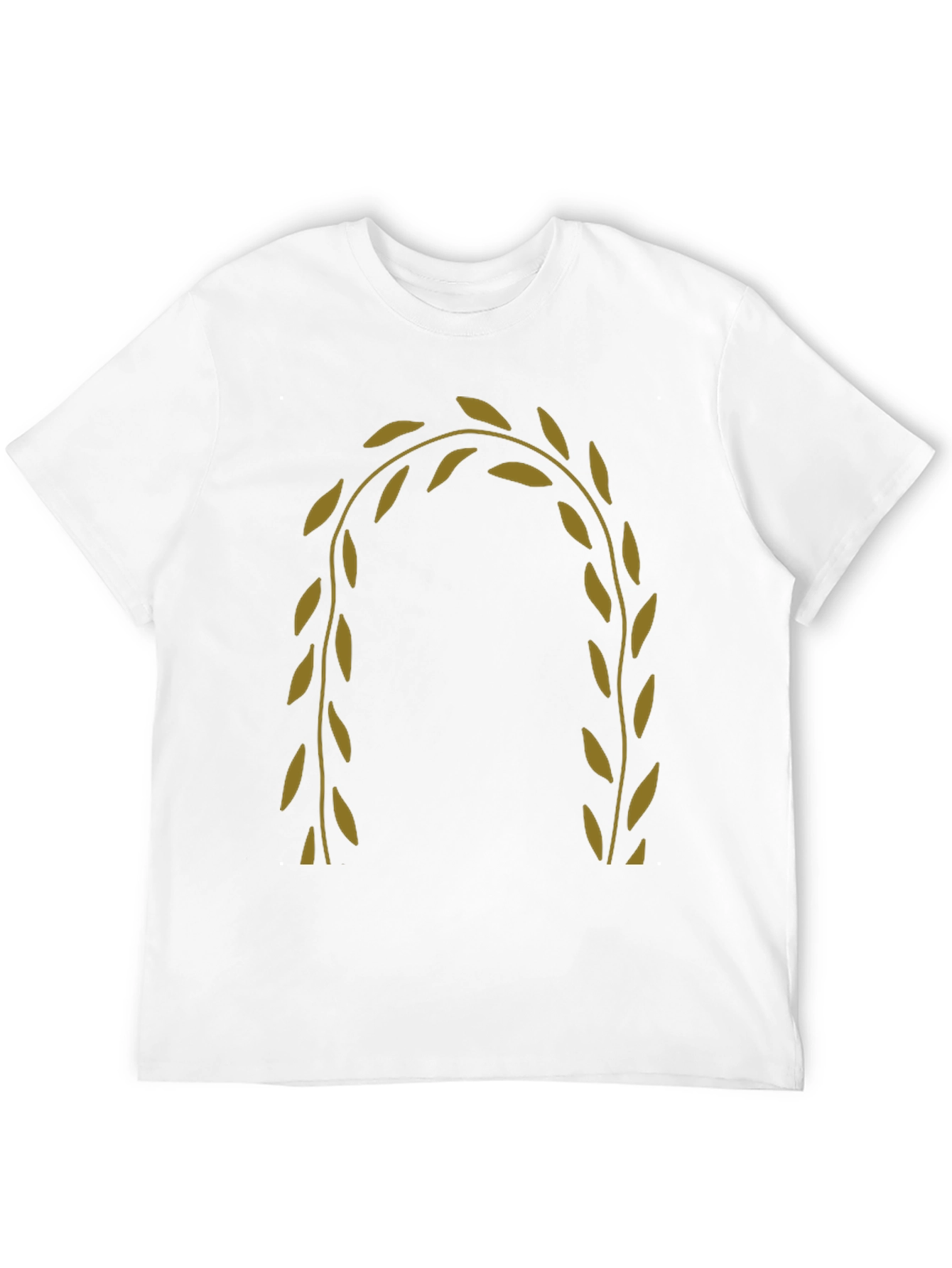 Mens Black T-Shirt with Olive Branch Design