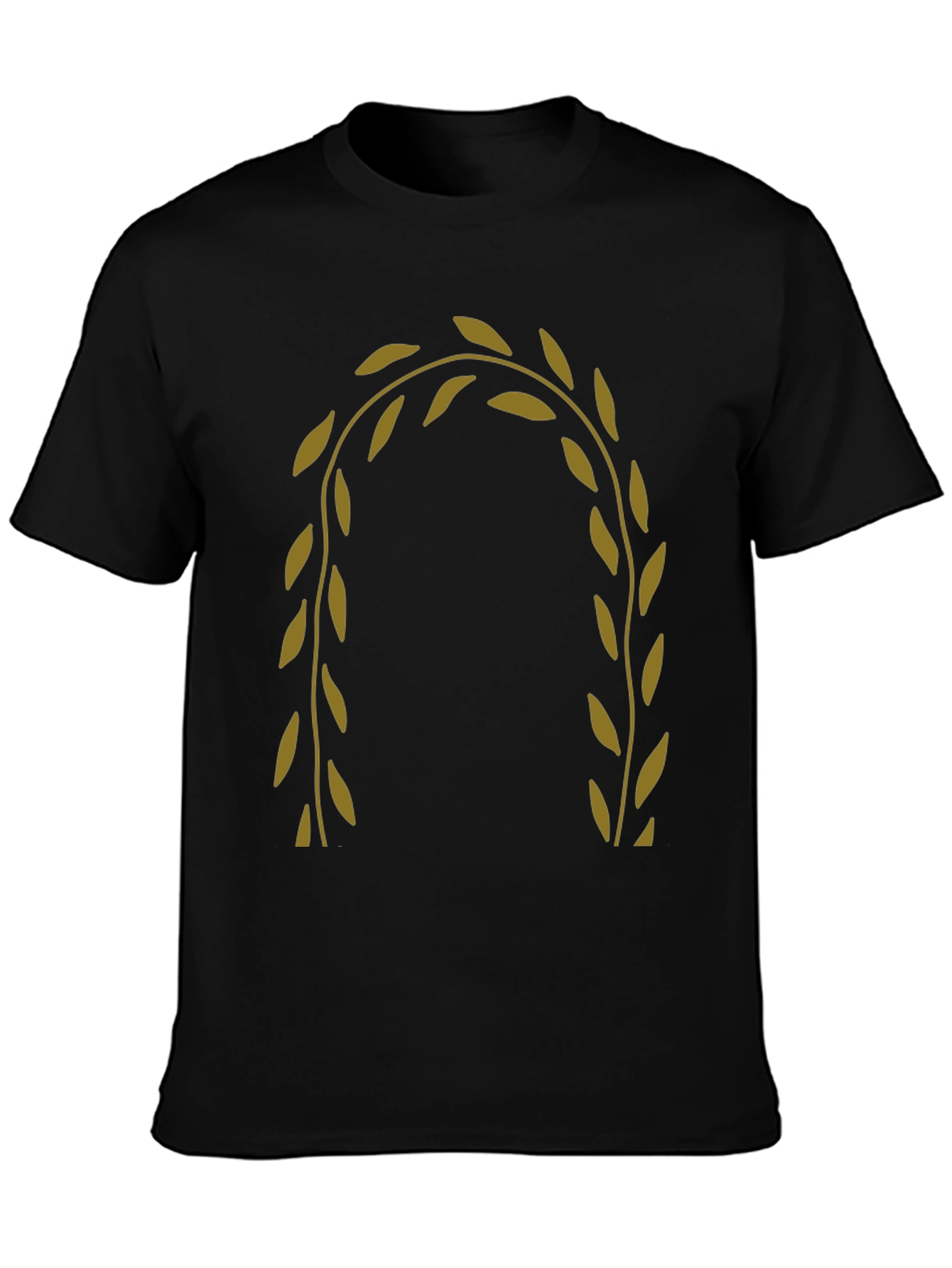 Mens Black T-Shirt with Olive Branch Design