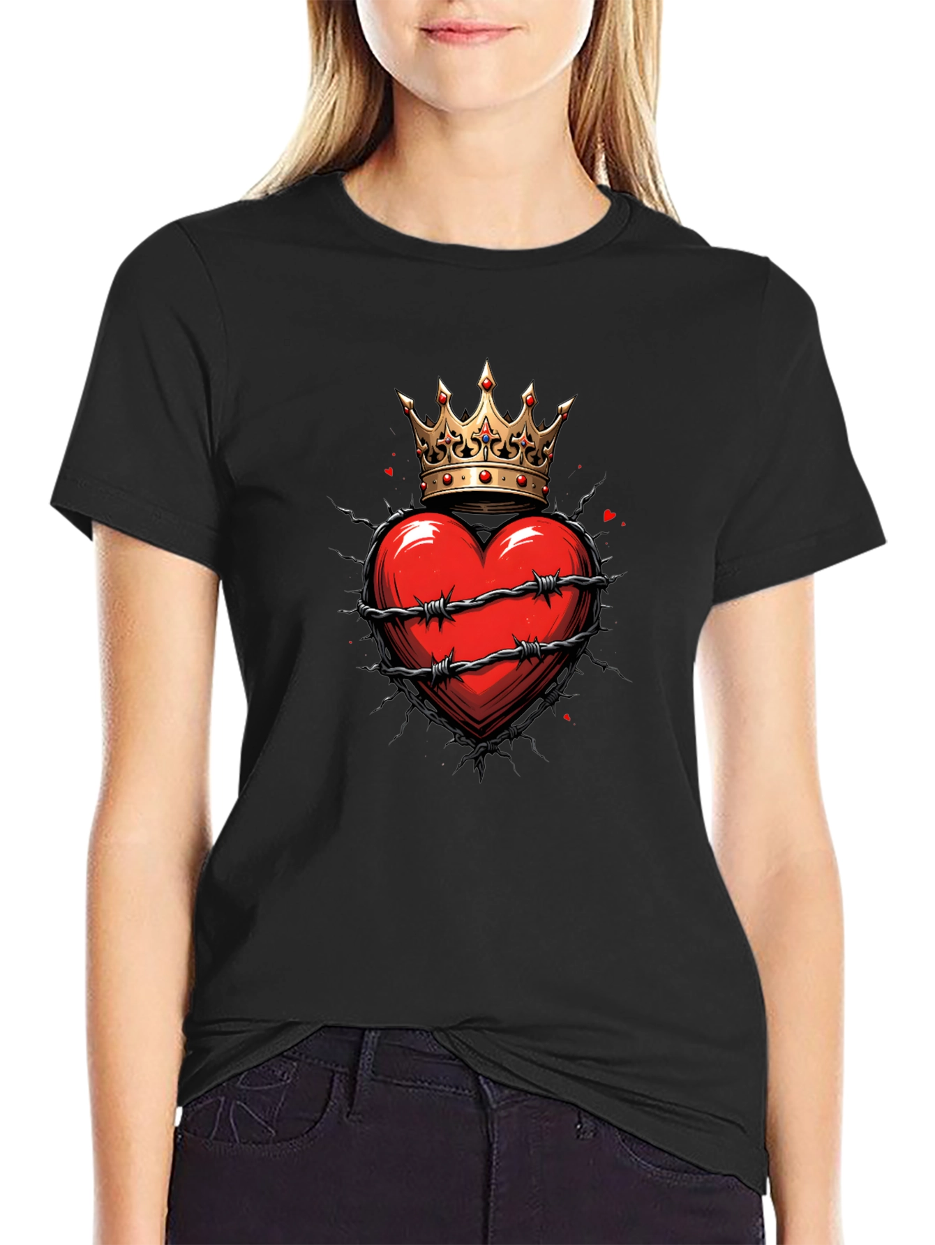 Crowned Heart Graphic Tee - Edgy Style