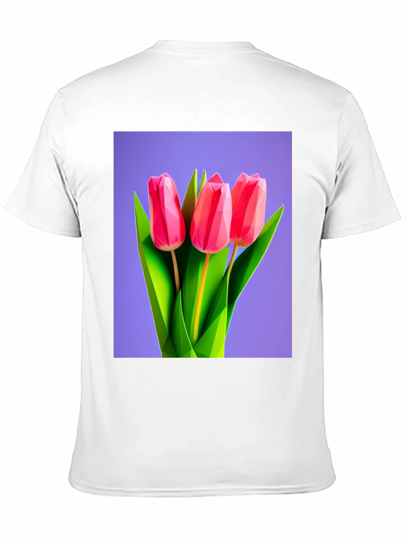 Geometric Tulip Print Black T-Shirt