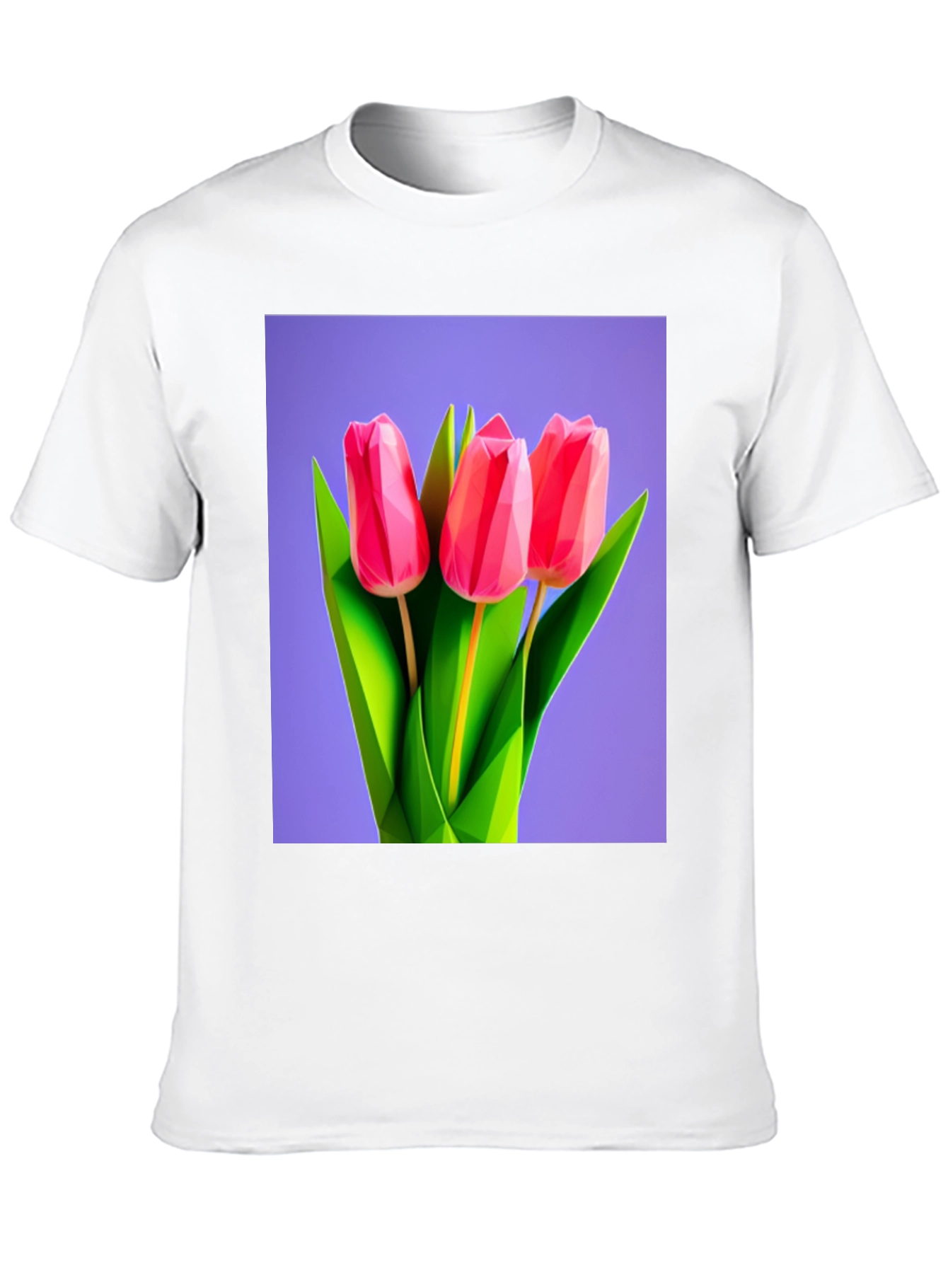 Geometric Tulip Print Black T-Shirt