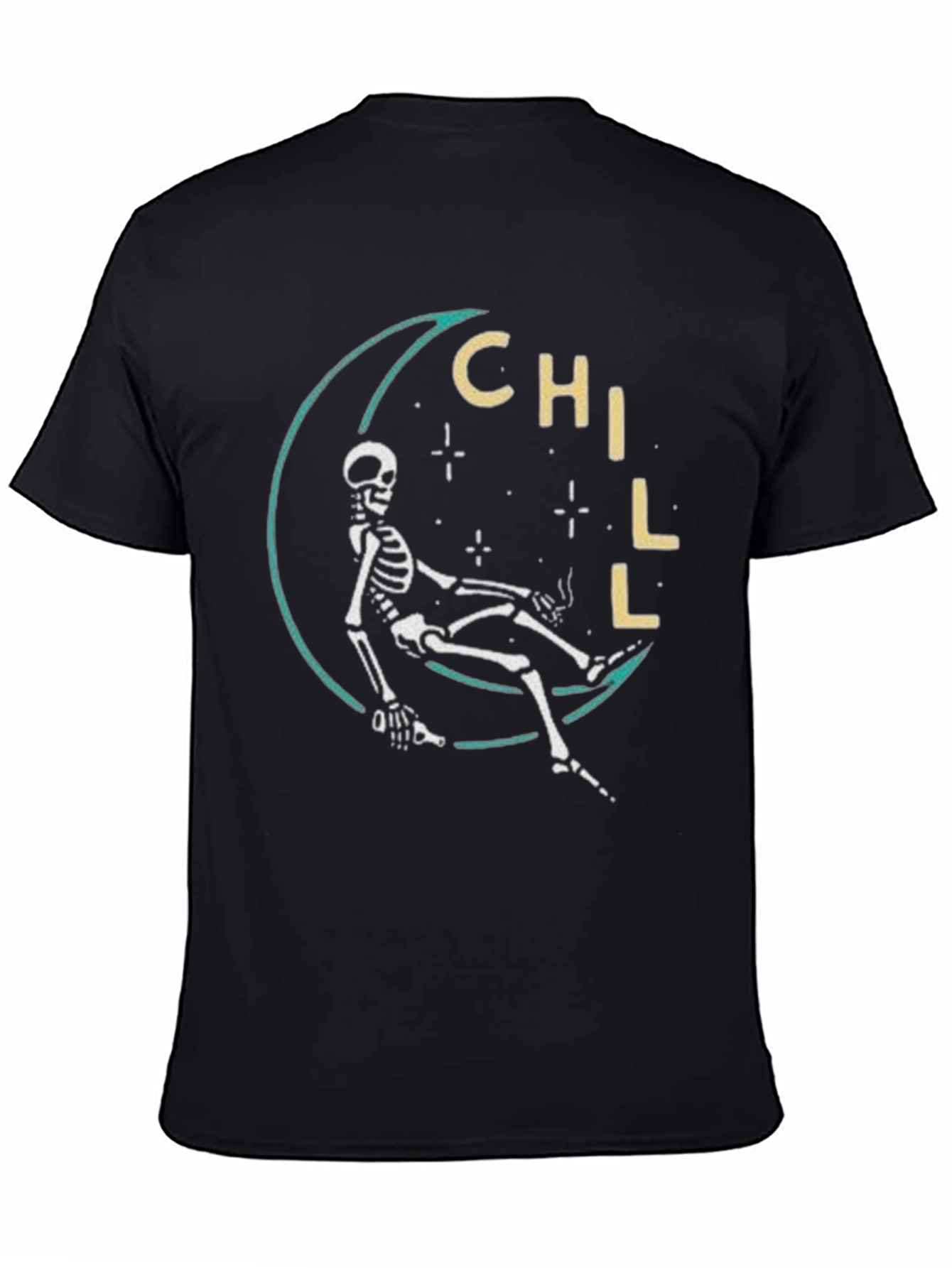 Chill Skeleton Moon T-Shirt - Relaxed Fit