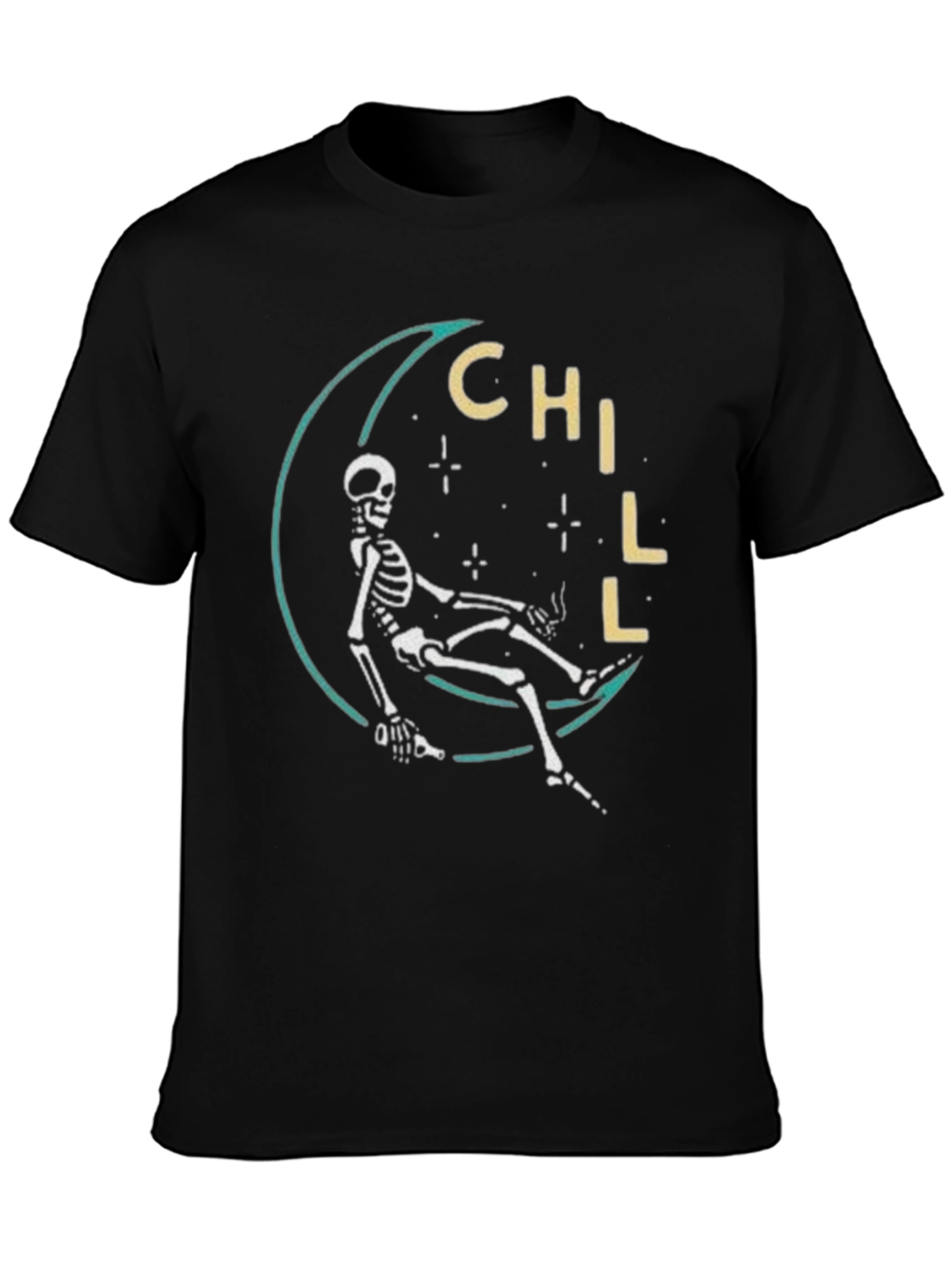 Chill Skeleton Moon T-Shirt - Relaxed Fit