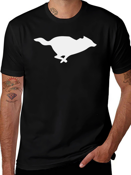 Black T-Shirt with Running Animal Graphic