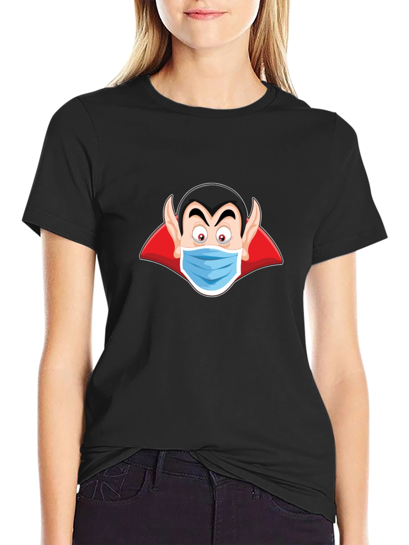 Vampire Mask Graphic Tee - Spooky Season Style