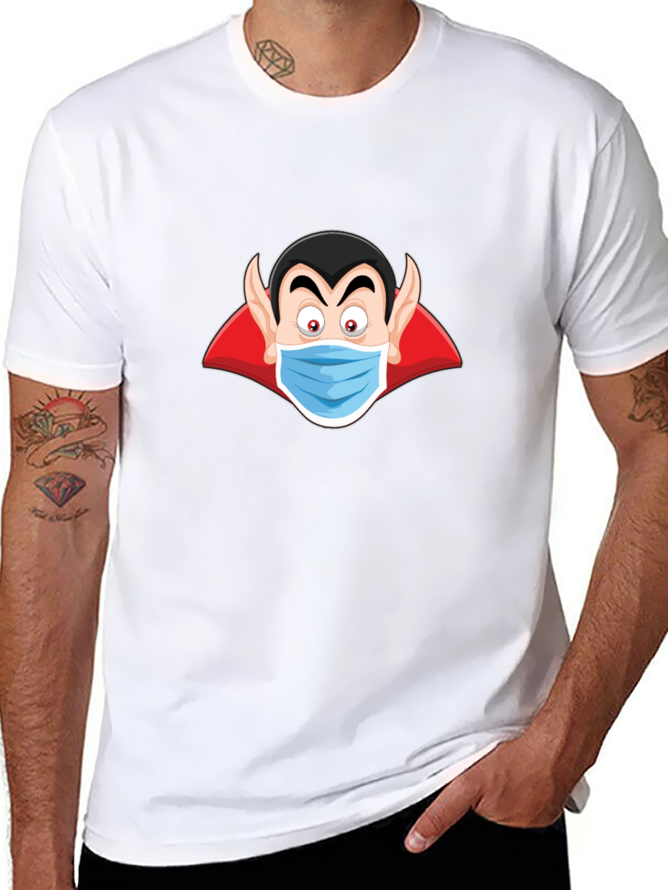 Vampire Mask Graphic Tee - Spooky Season Style