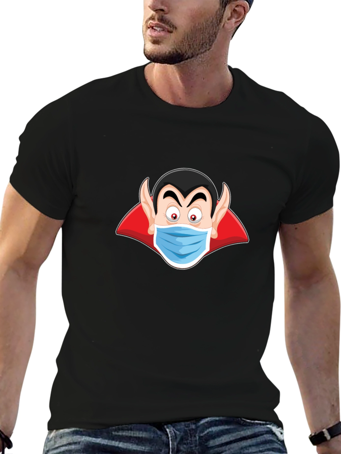 Vampire Mask Graphic Tee - Spooky Season Style