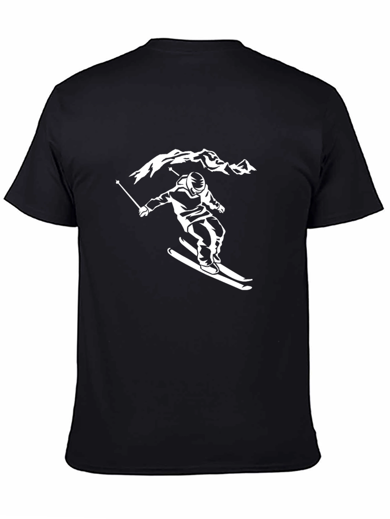 Skier Graphic Tee - Black Cotton Comfort
