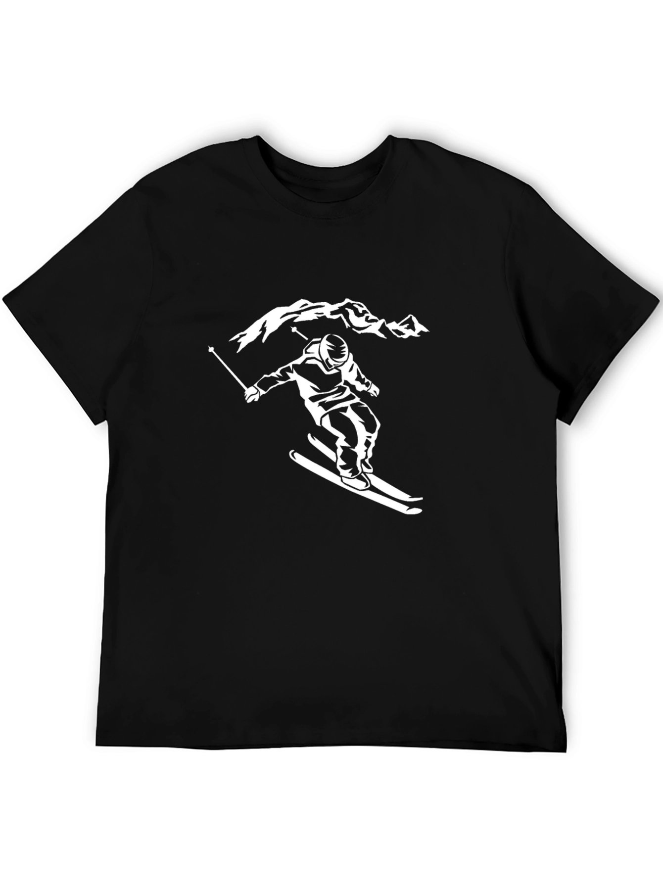 Skier Graphic Tee - Black Cotton Comfort