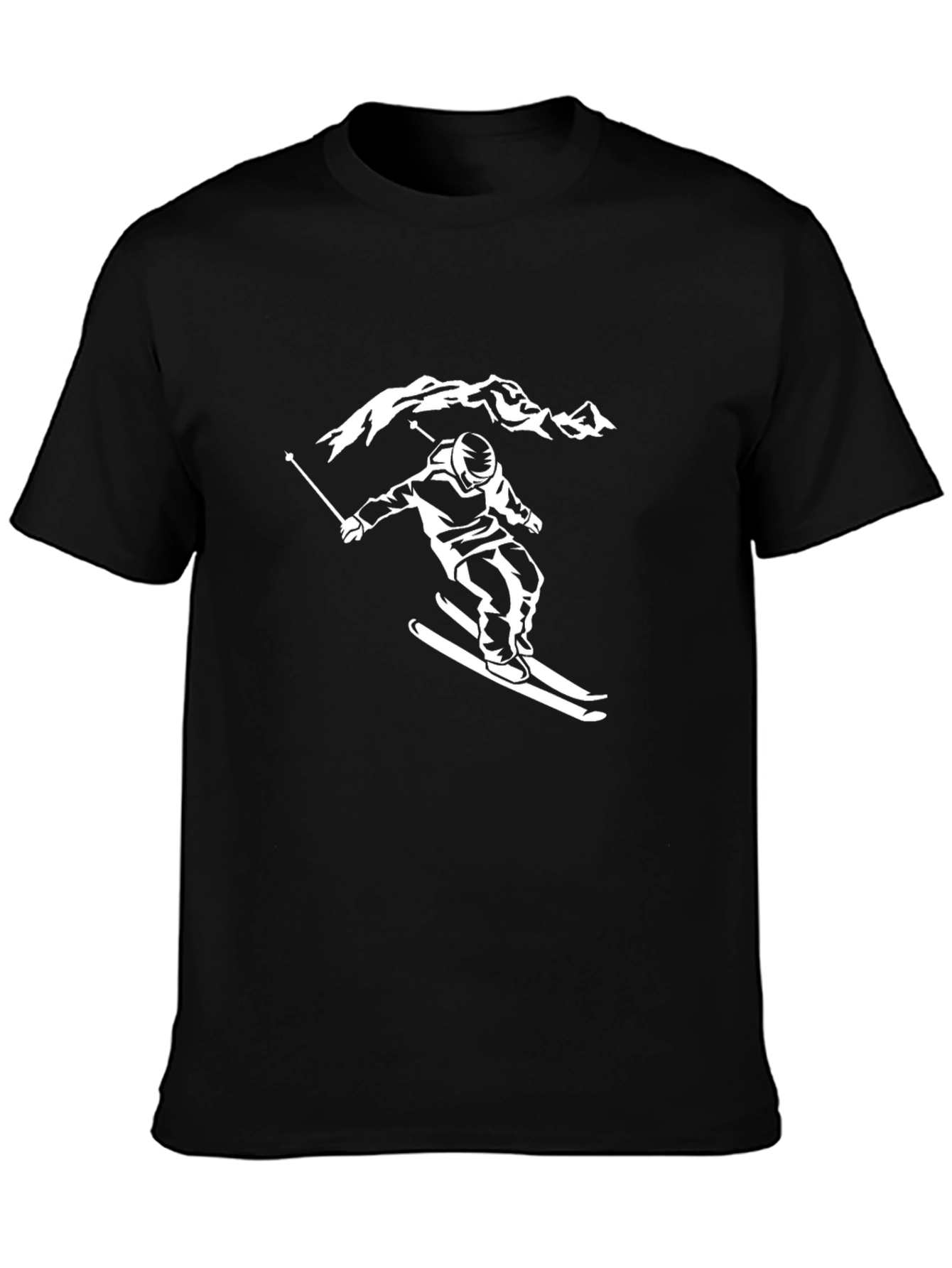 Skier Graphic Tee - Black Cotton Comfort