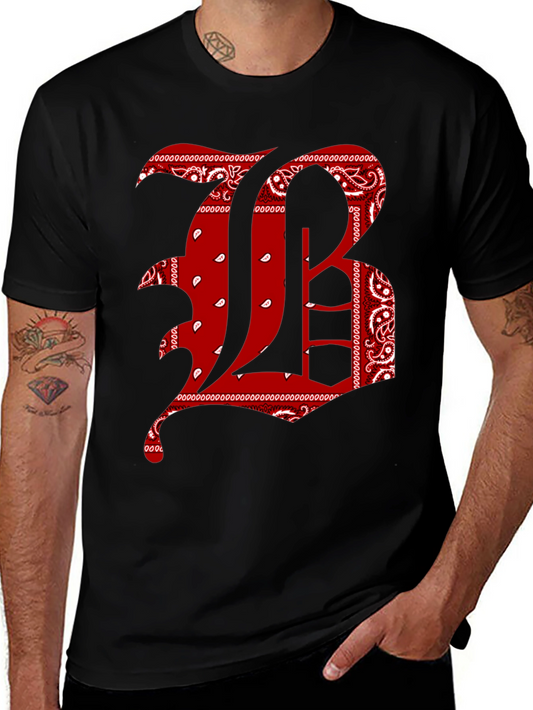 Bandana Letter Graphic Tee - Black