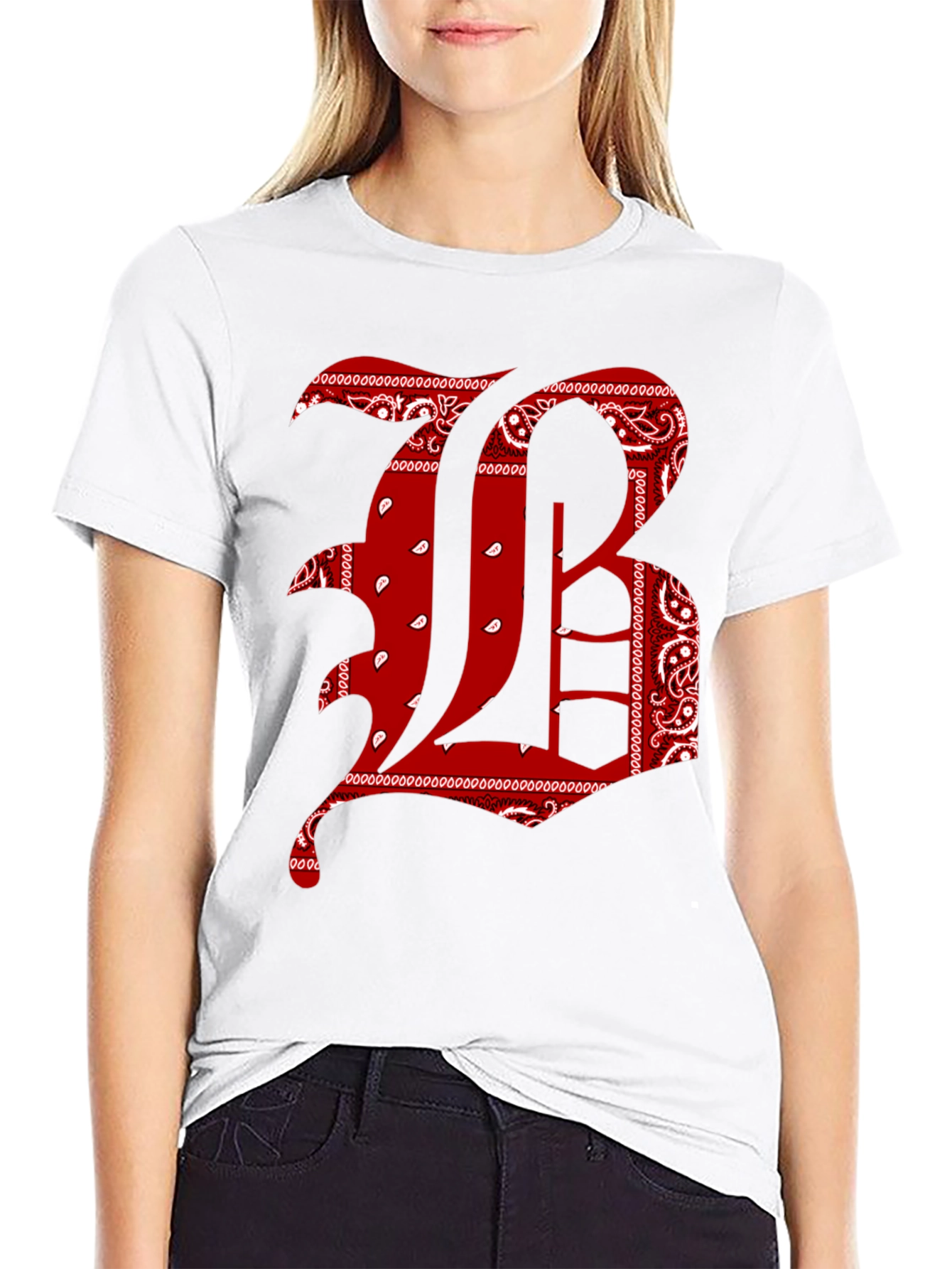 Bandana Letter Graphic Tee - Black