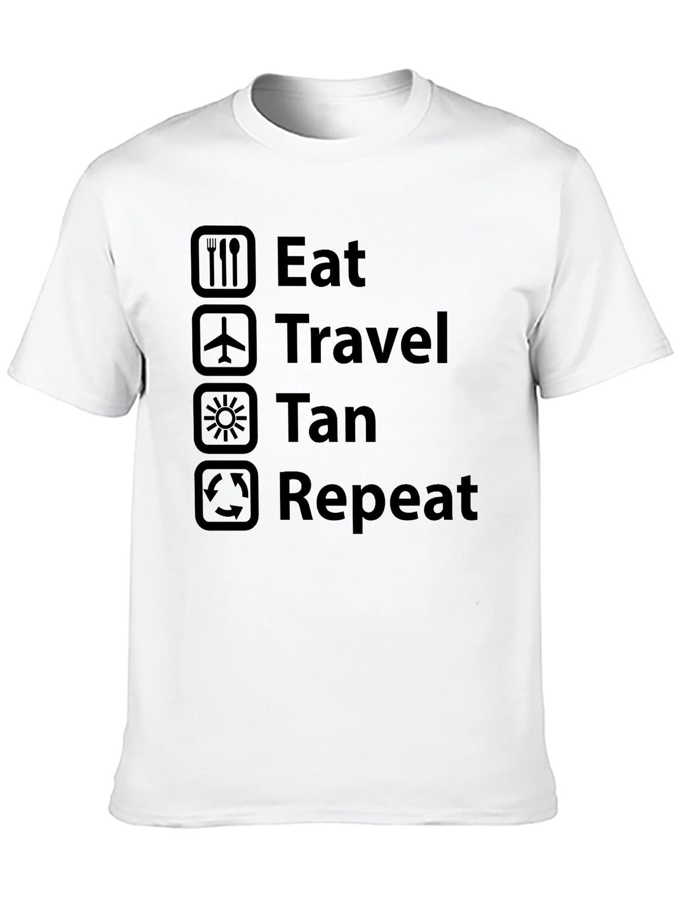Eat Travel Tan Repeat Black Graphic T-Shirt