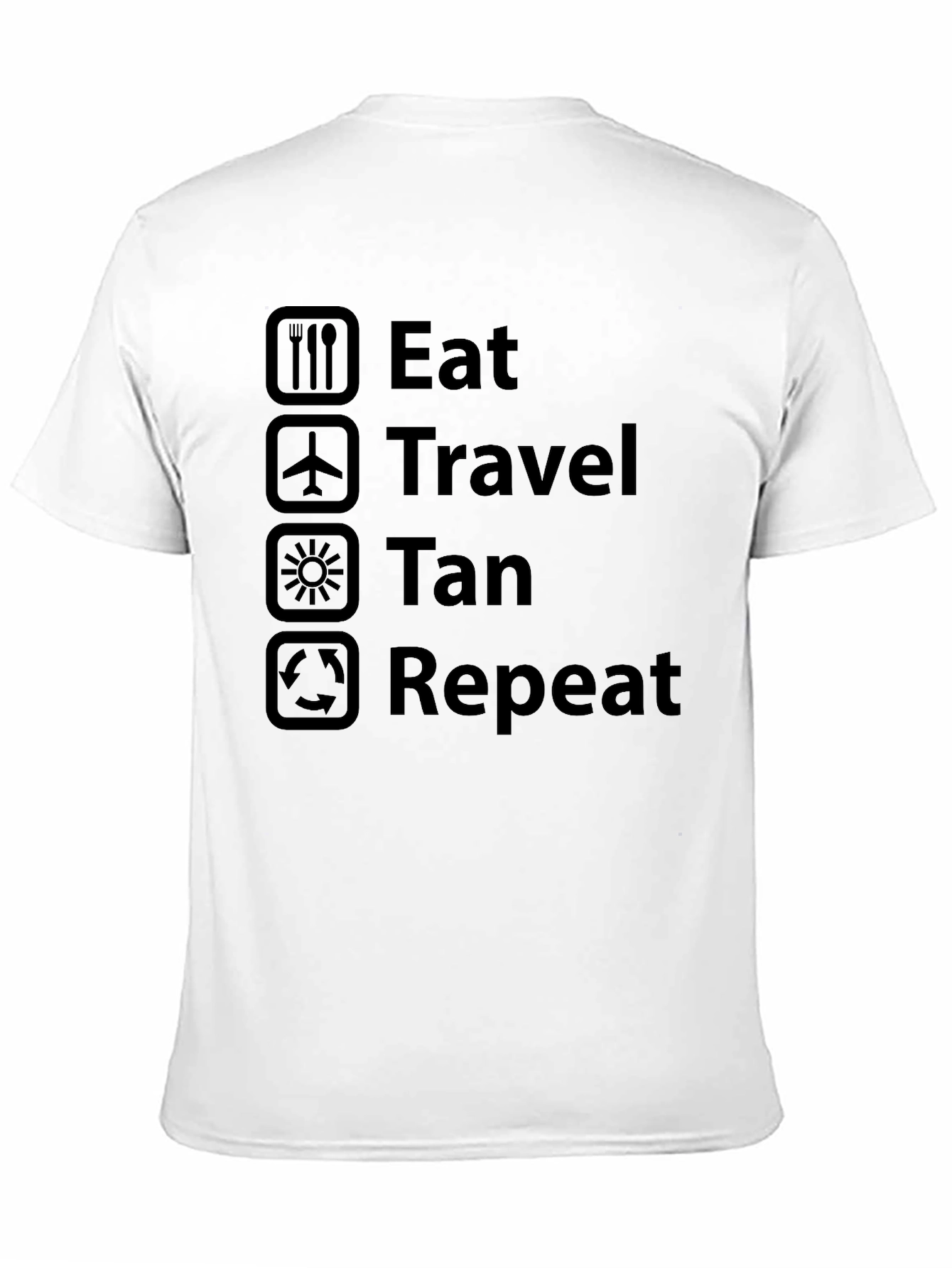 Eat Travel Tan Repeat Black Graphic T-Shirt