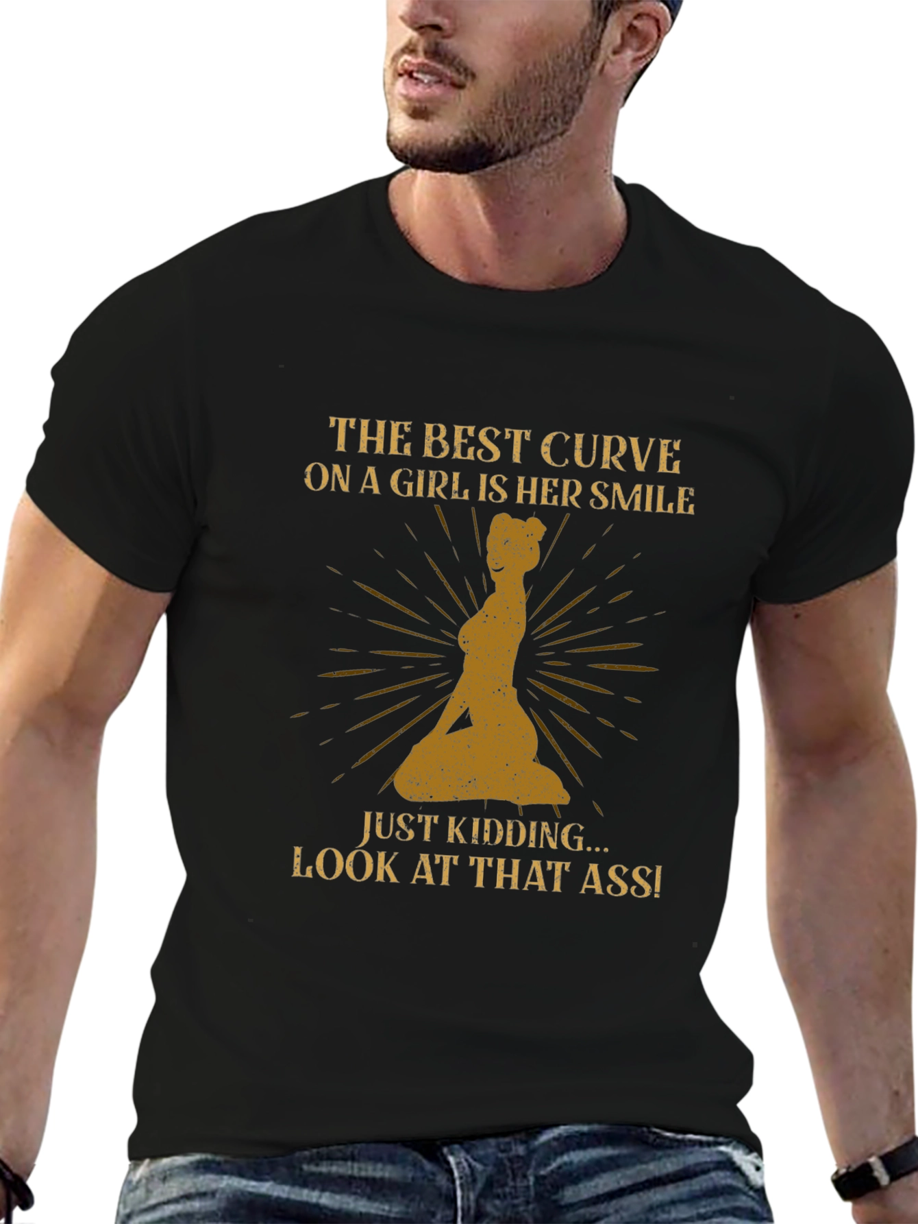 Humorous Slogan Graphic Tee - Best Curve
