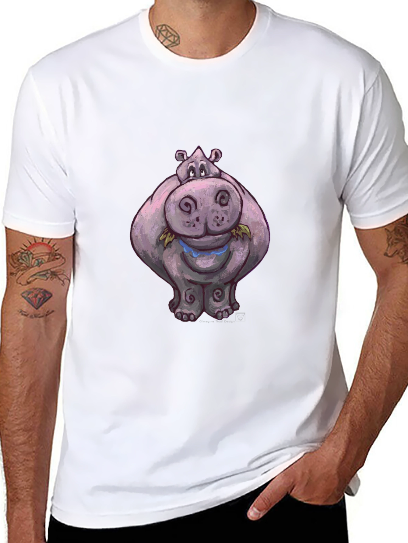Hippo Graphic Tee - Black Cotton Casual Shirt