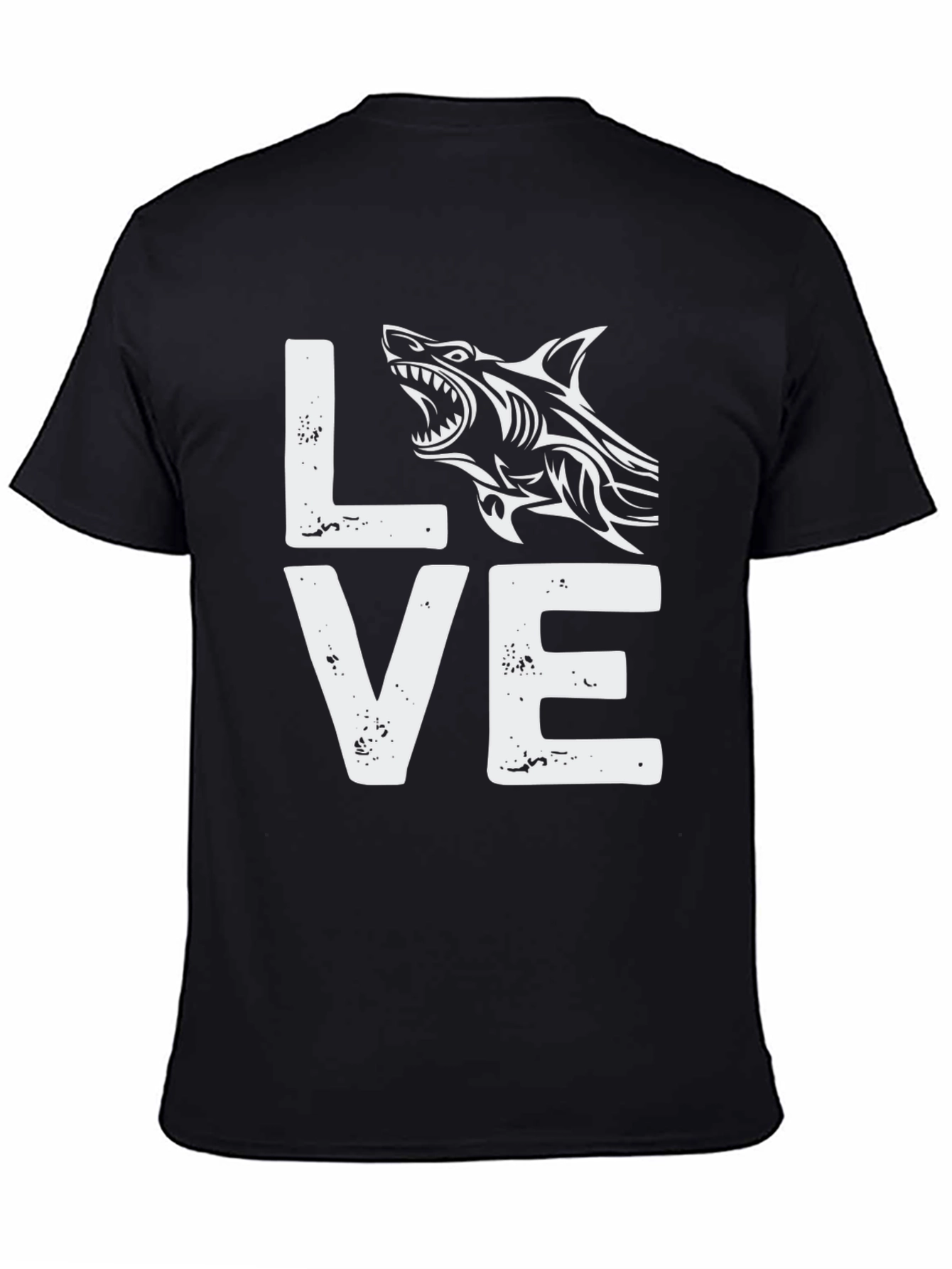 Love Shark Black Cotton Graphic Tee