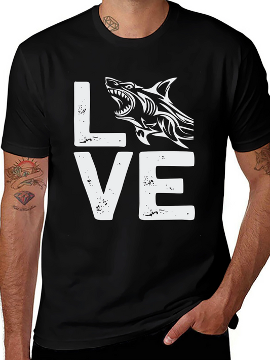 Love Shark Black Cotton Graphic Tee