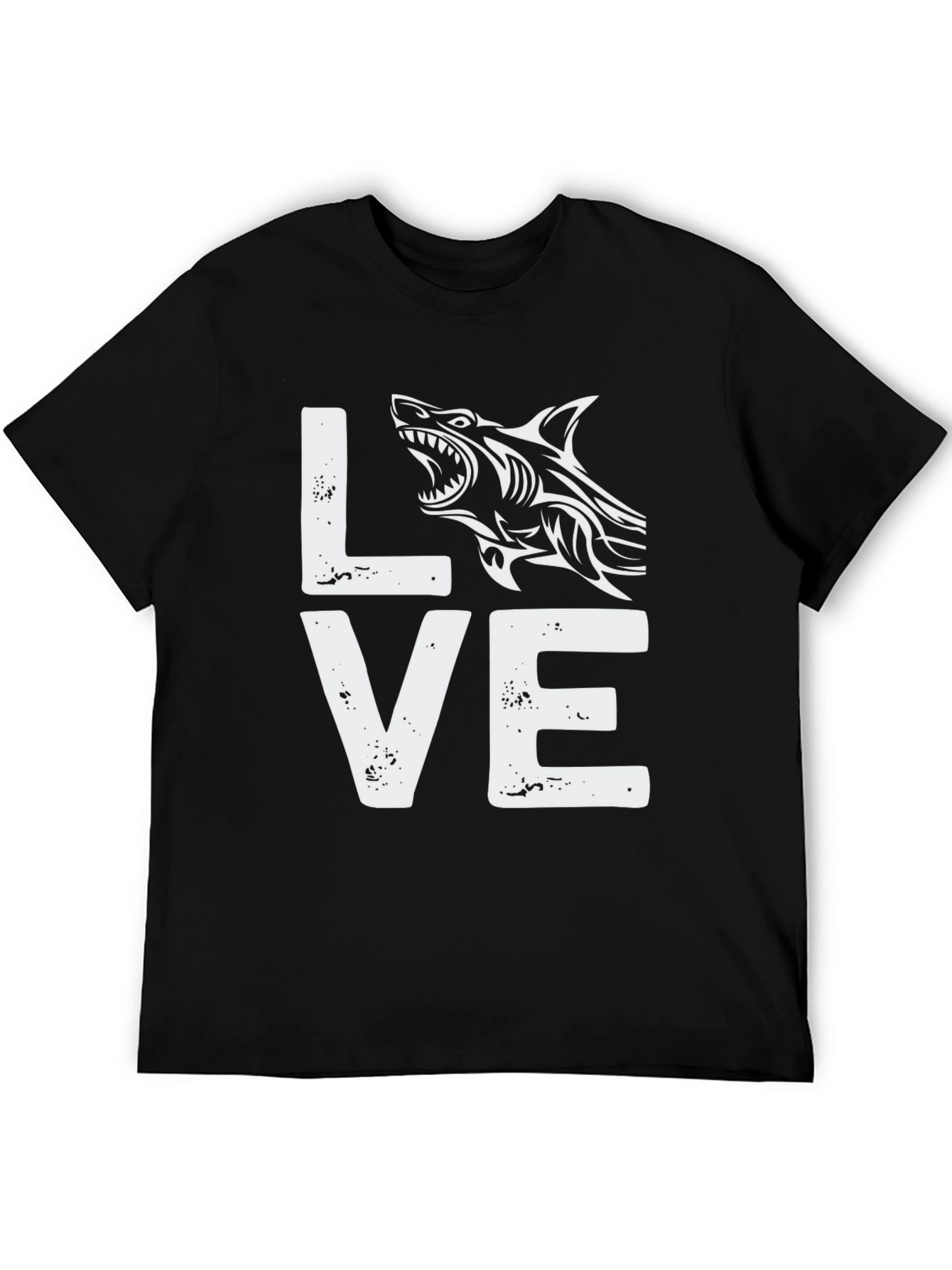 Love Shark Black Cotton Graphic Tee