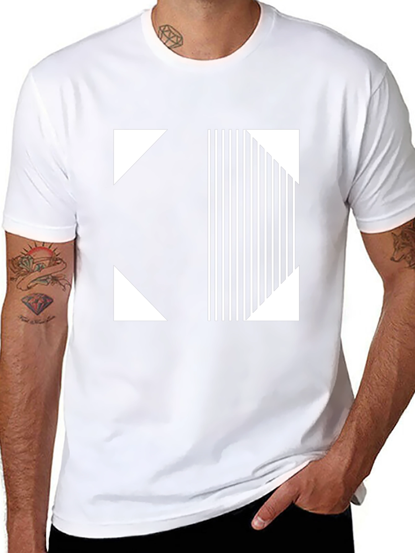 Modern Graphic Tee - Black and White Geometric Design