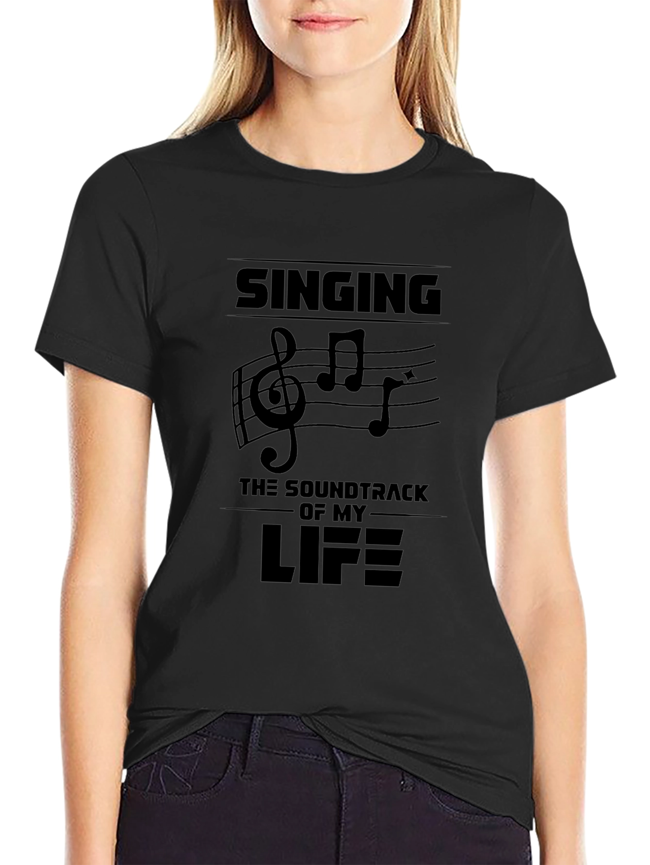 Singing Soundtrack of My Life Black T-Shirt