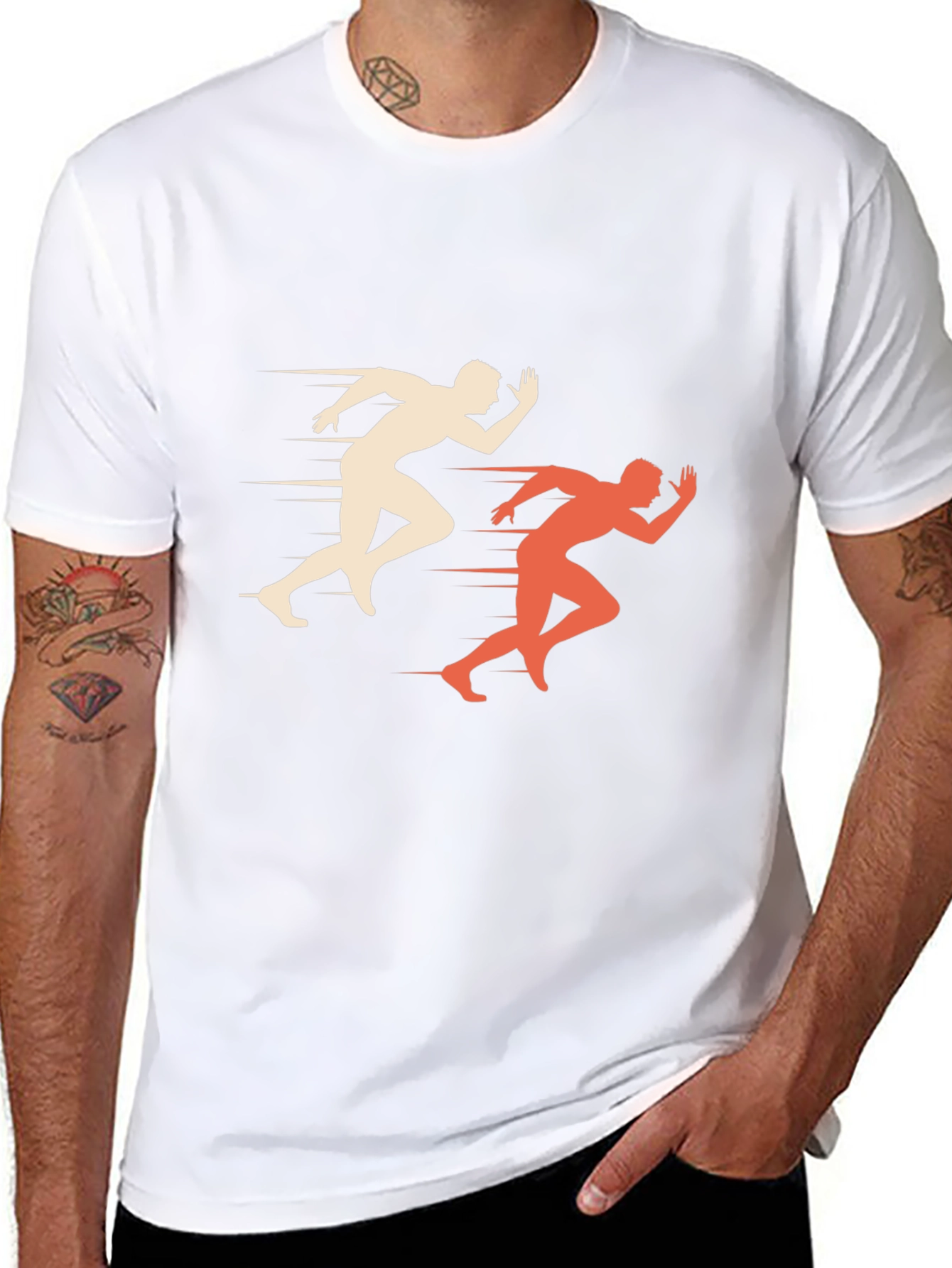 Mens Graphic Tee: Runner Silhouette Design