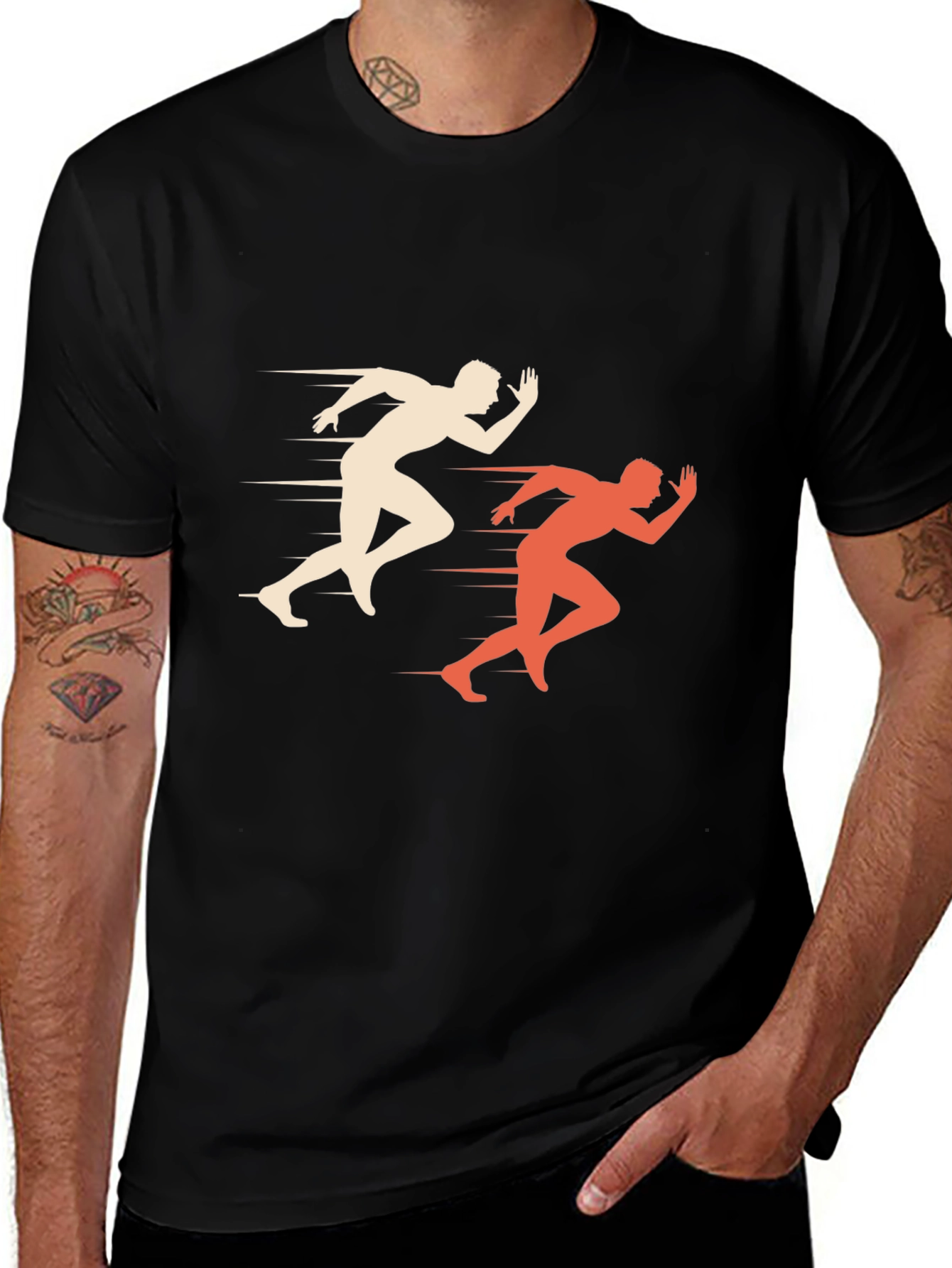Mens Graphic Tee: Runner Silhouette Design