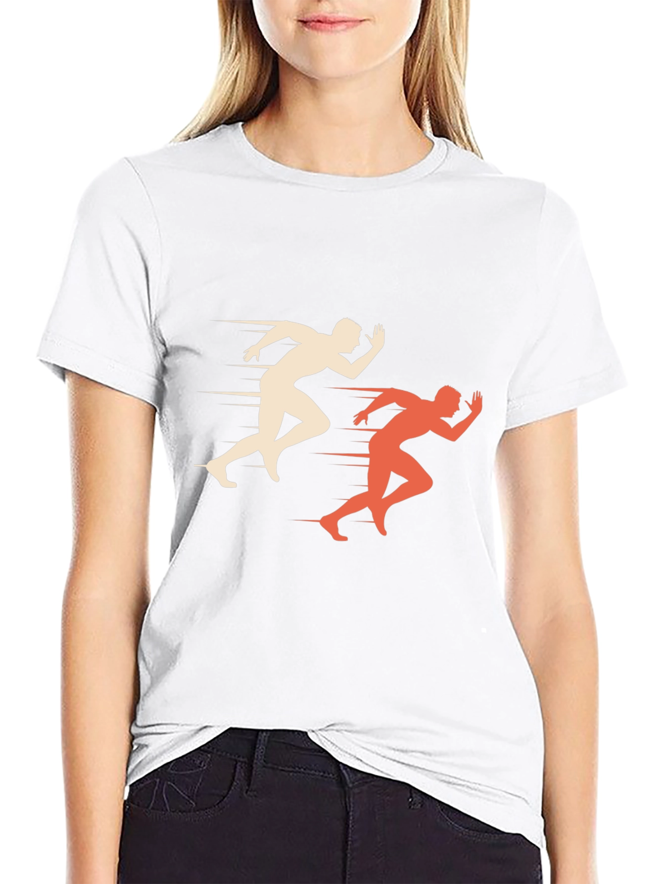 Mens Graphic Tee: Runner Silhouette Design