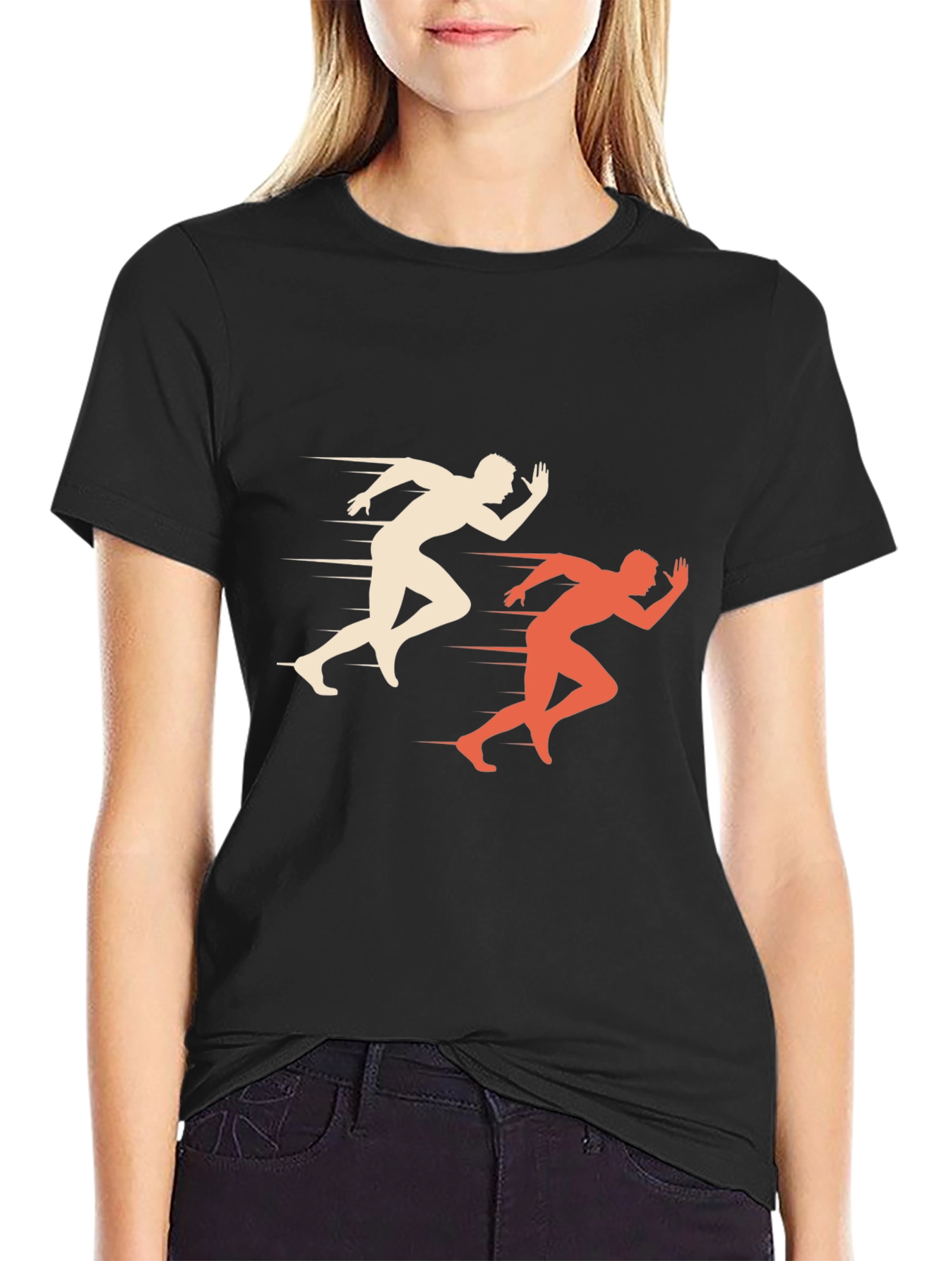 Mens Graphic Tee: Runner Silhouette Design