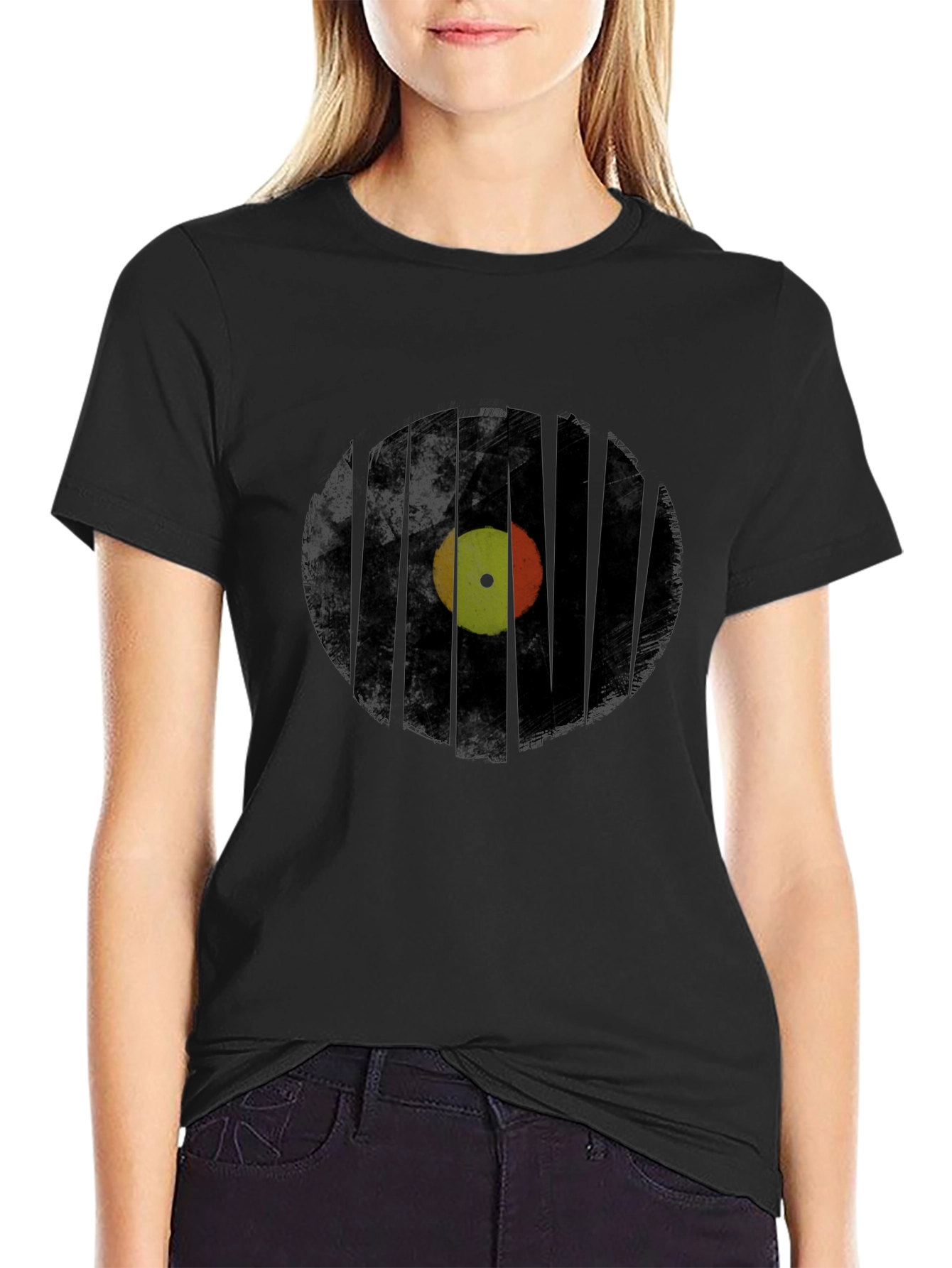 Retro Record Graphic T-Shirt - Black