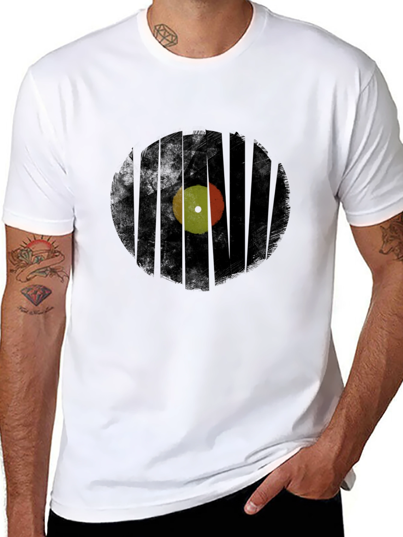 Retro Record Graphic T-Shirt - Black