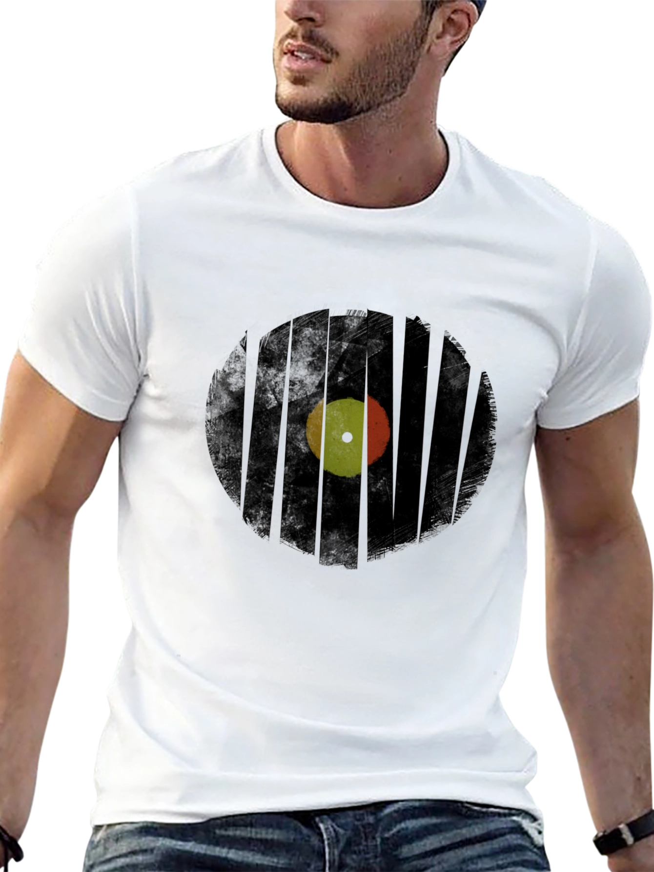 Retro Record Graphic T-Shirt - Black