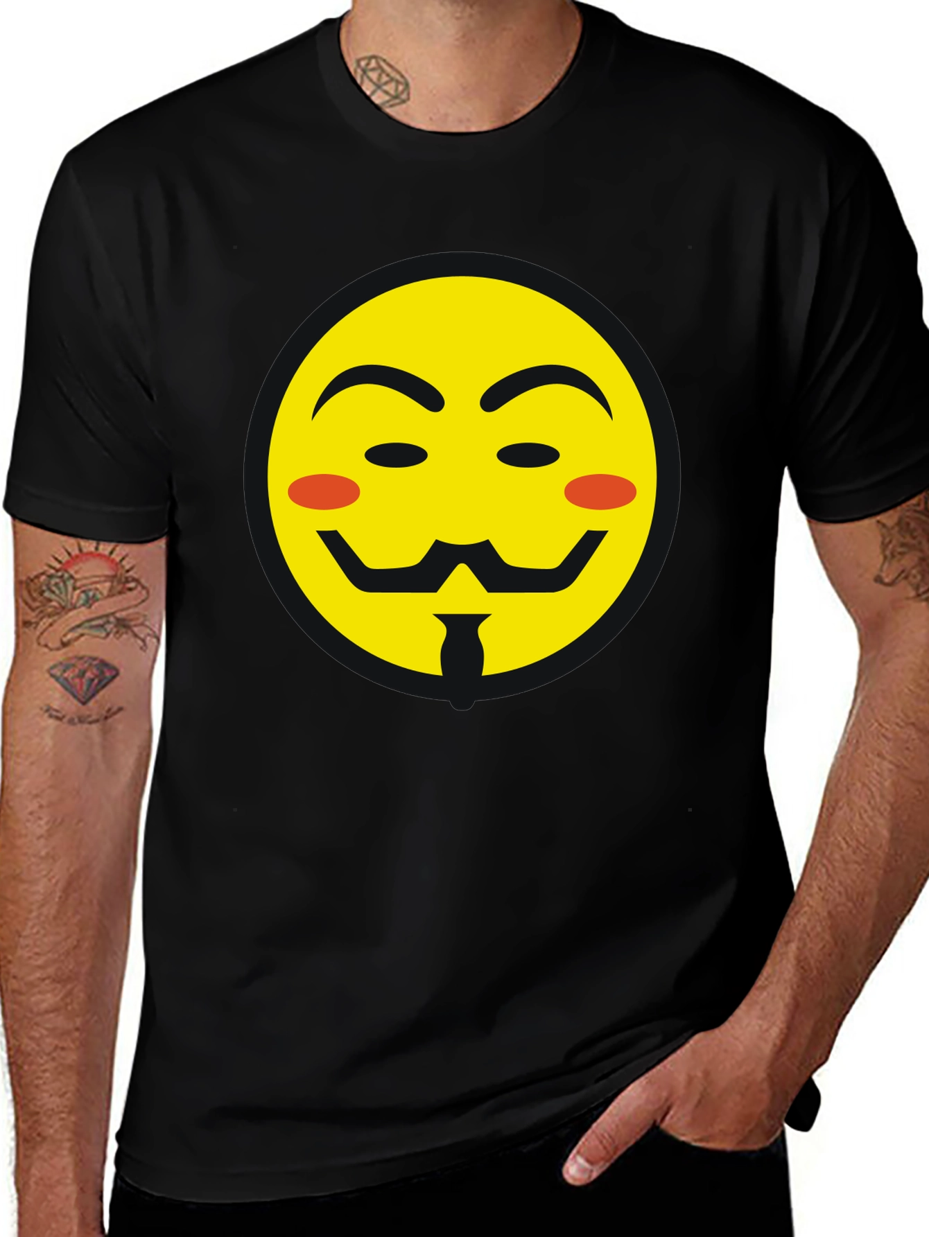 Anonymous Emoji Graphic Black T-Shirt