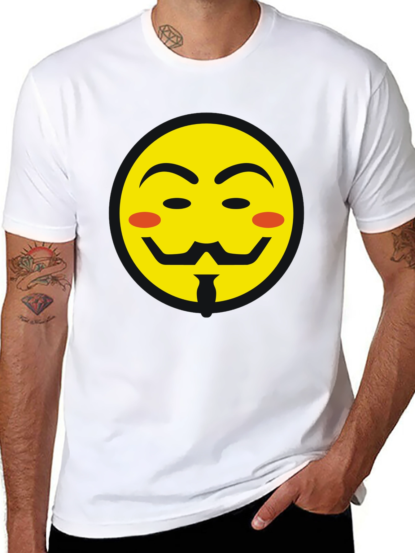 Anonymous Emoji Graphic Black T-Shirt