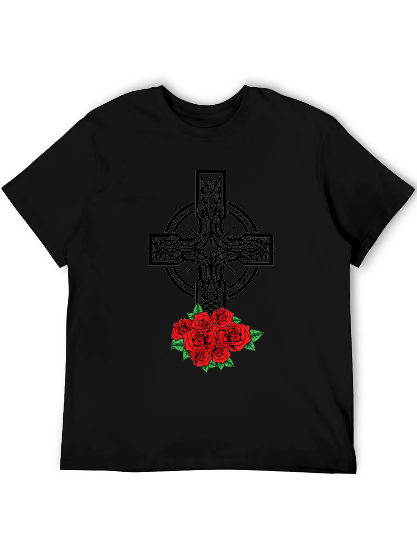 Celtic Cross & Roses Graphic Tee