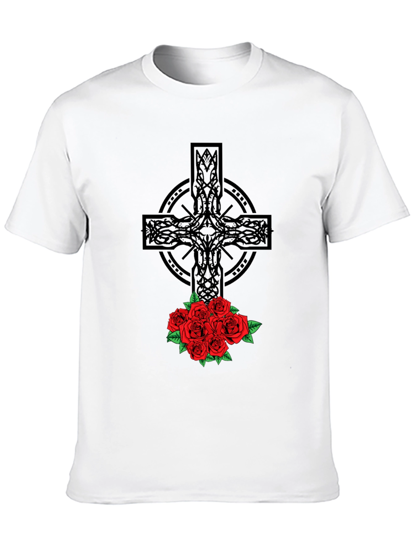Celtic Cross & Roses Graphic Tee