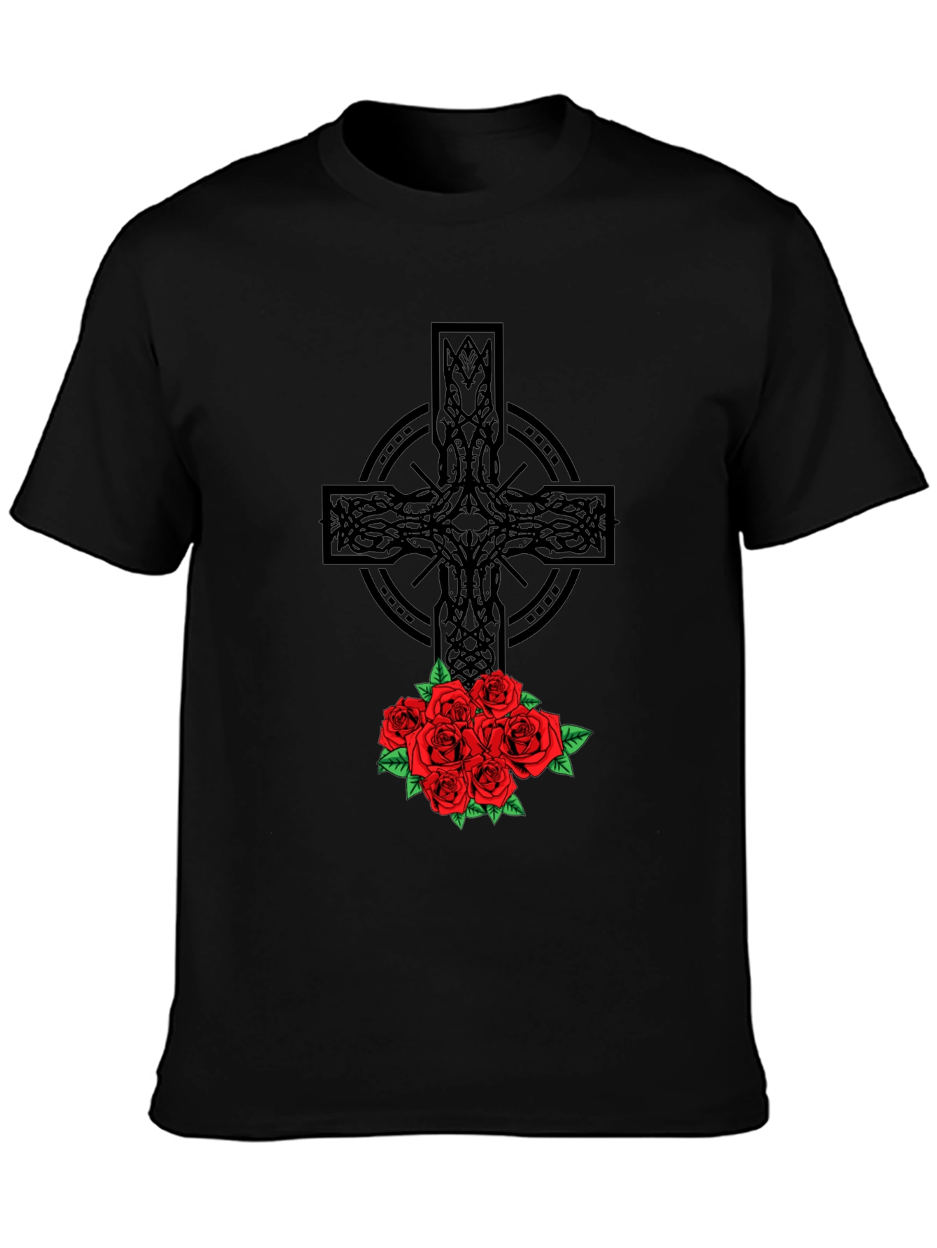 Celtic Cross & Roses Graphic Tee