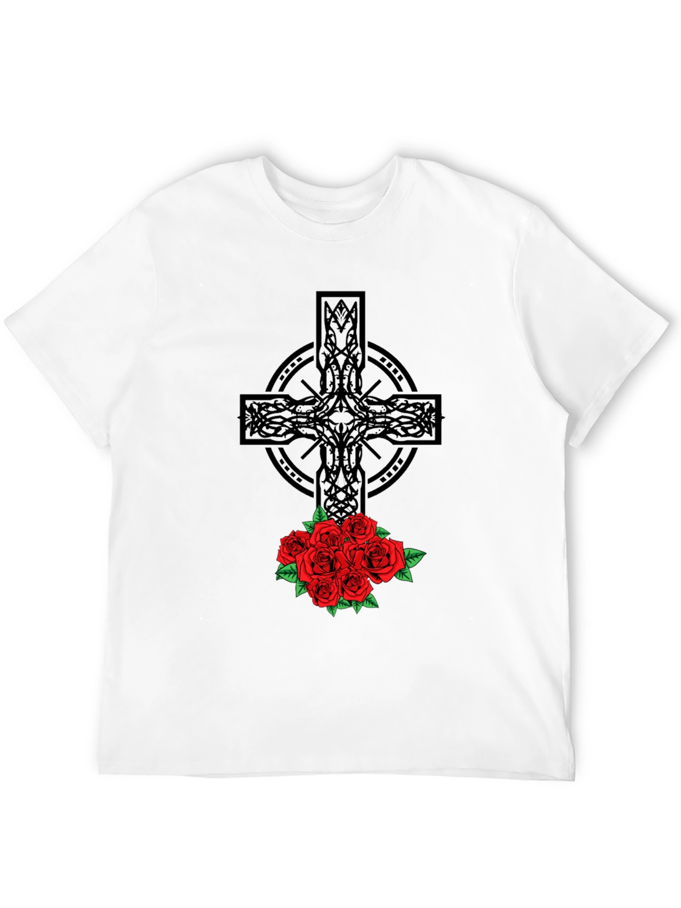 Celtic Cross & Roses Graphic Tee