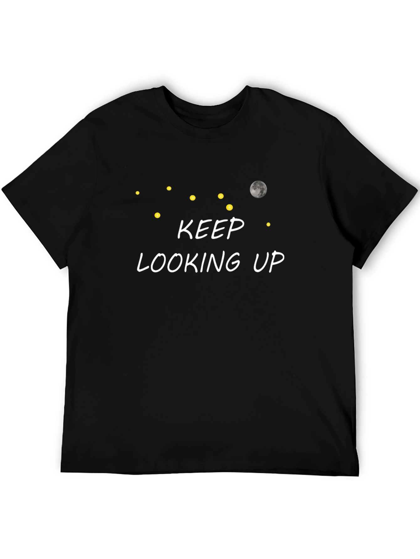 Keep Looking Up Black T-Shirt - Inspirational Moon Stars